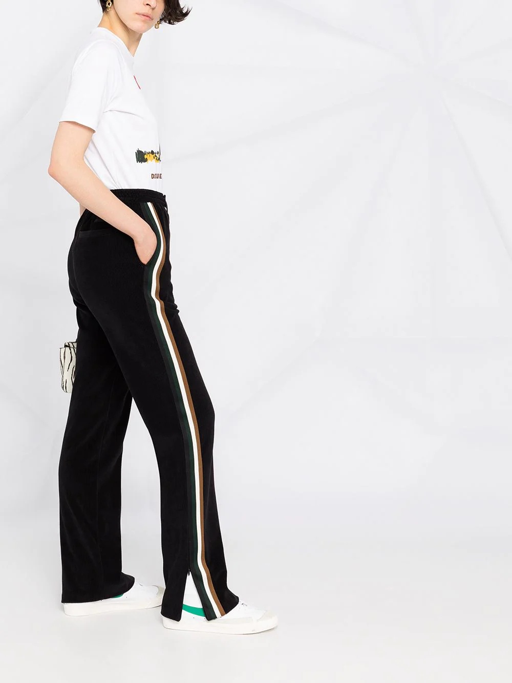 side-stripe corduroy track pants - 6