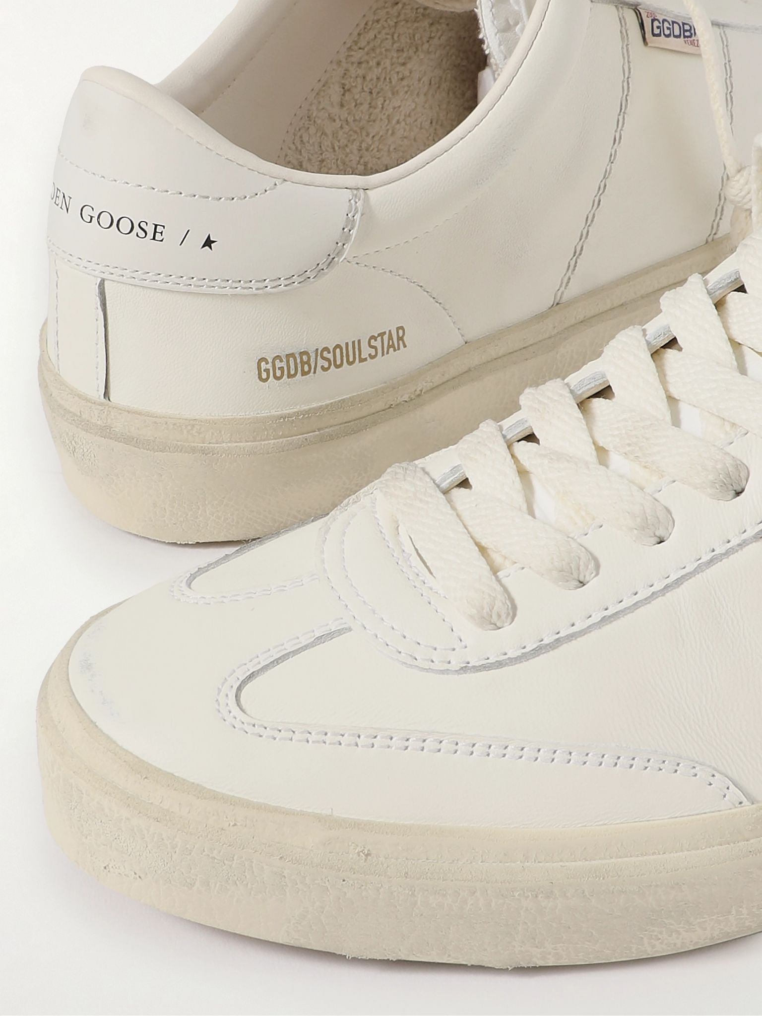 Soul-Star Distressed Leather Sneakers Off-white - 6