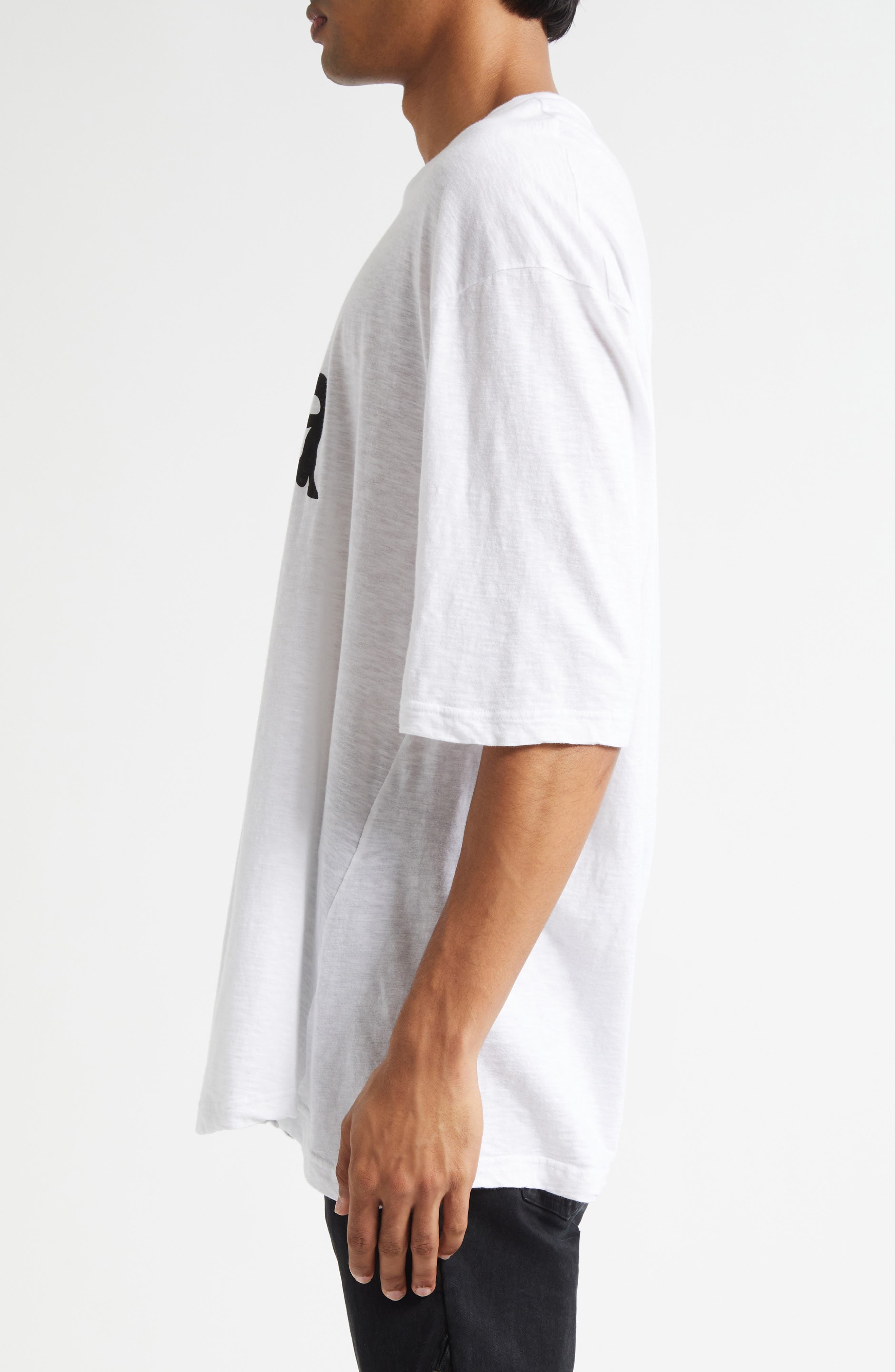 Undercover Karma Asymmetric Oversize Graphic T-Shirt in White at Nordstrom - 4