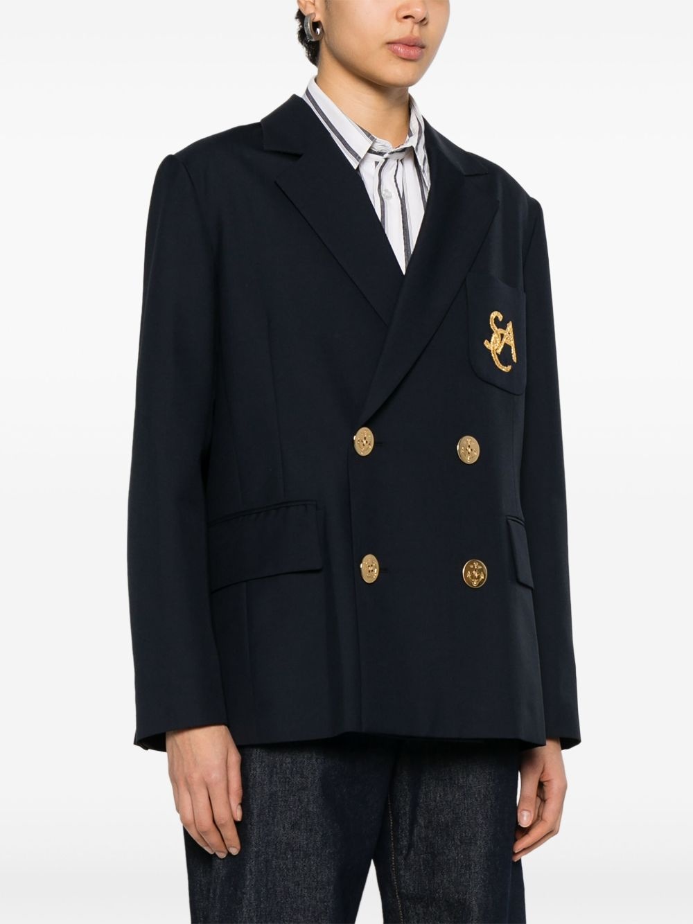 logo-embroidered blazer - 3
