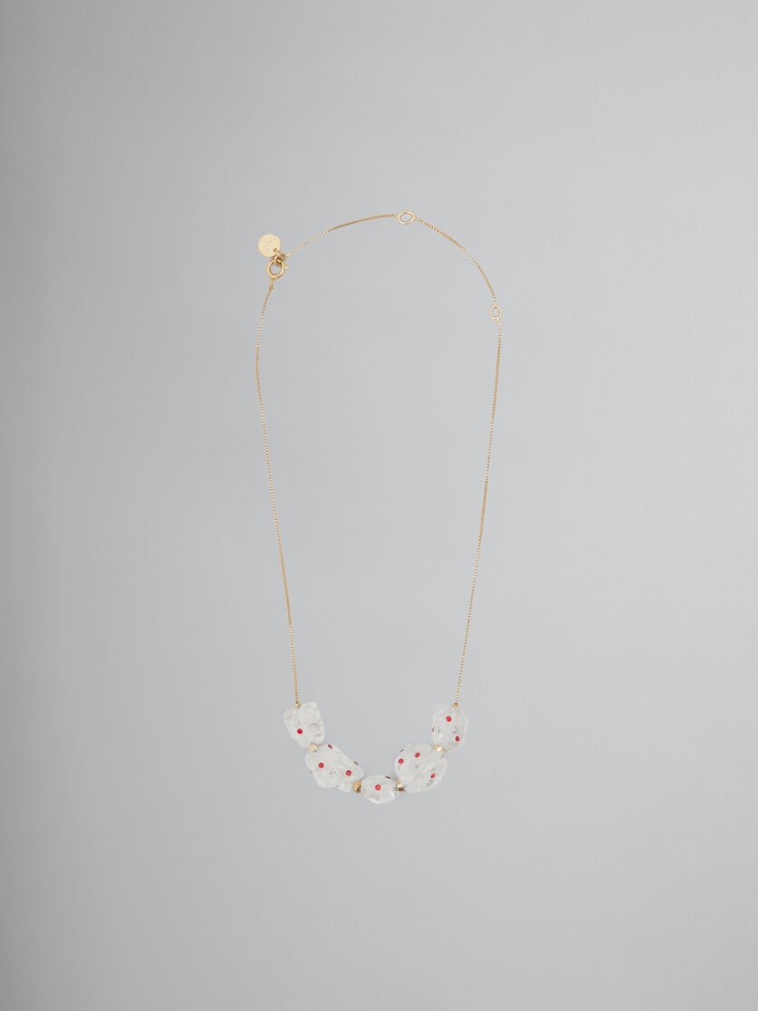 WHITE QUARTZ MULTI-STONE NECKLACE WITH RHINESTONE POLKA DOTS - 1