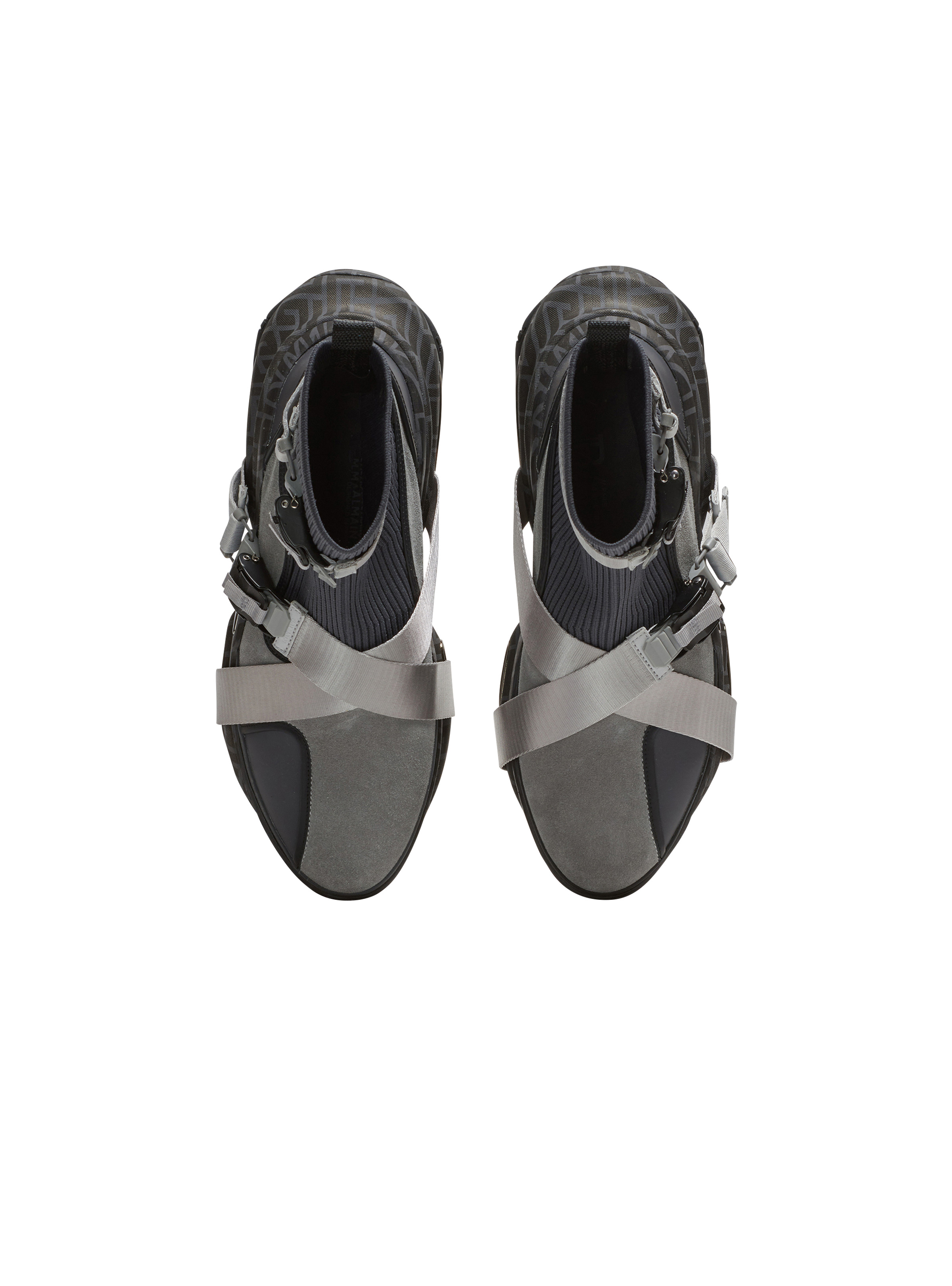 B-Bold knit and suede high-top trainers with strap - 3