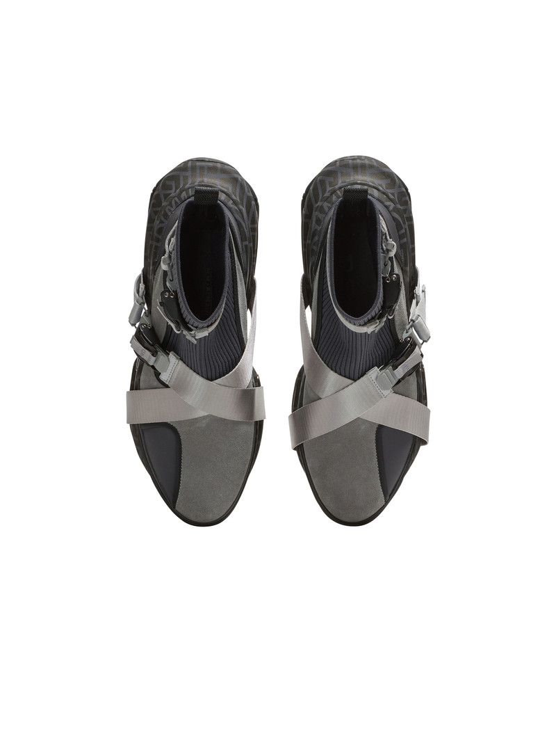 B-Bold knit and suede high-top trainers with strap 3