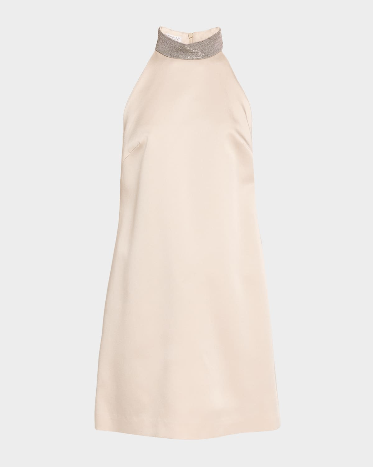 Satin Cady A-Line Dress with Precious Monili Collar - 1