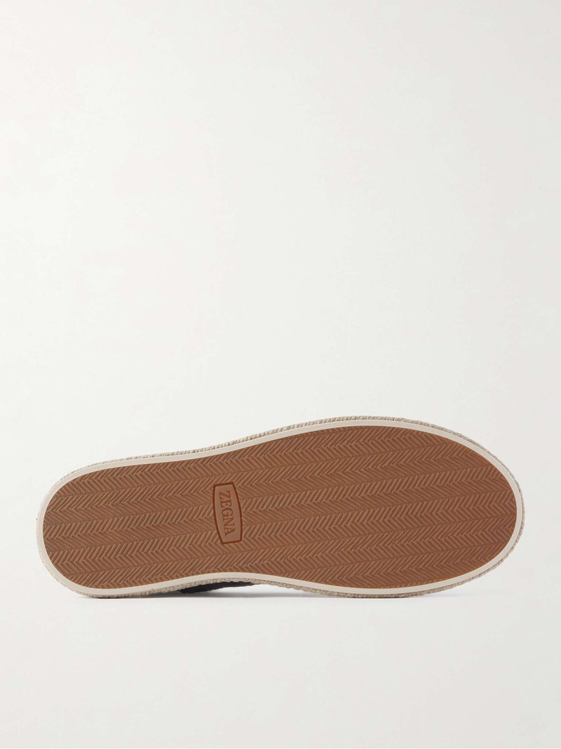 ZEGNA Triple Stitch™ Leather-Trimmed Canvas Slip-On Sneakers outlook