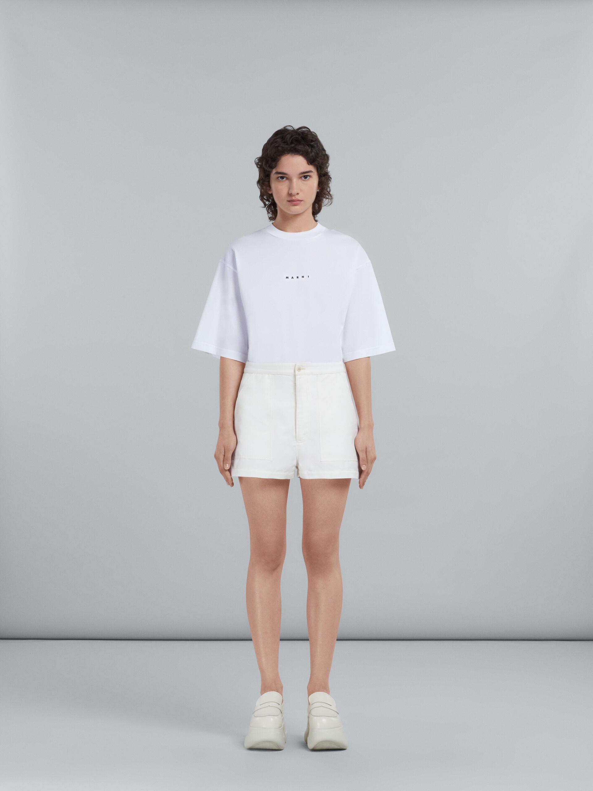 WHITE SHORTS IN TECHNICAL COTTON-LINEN - 2