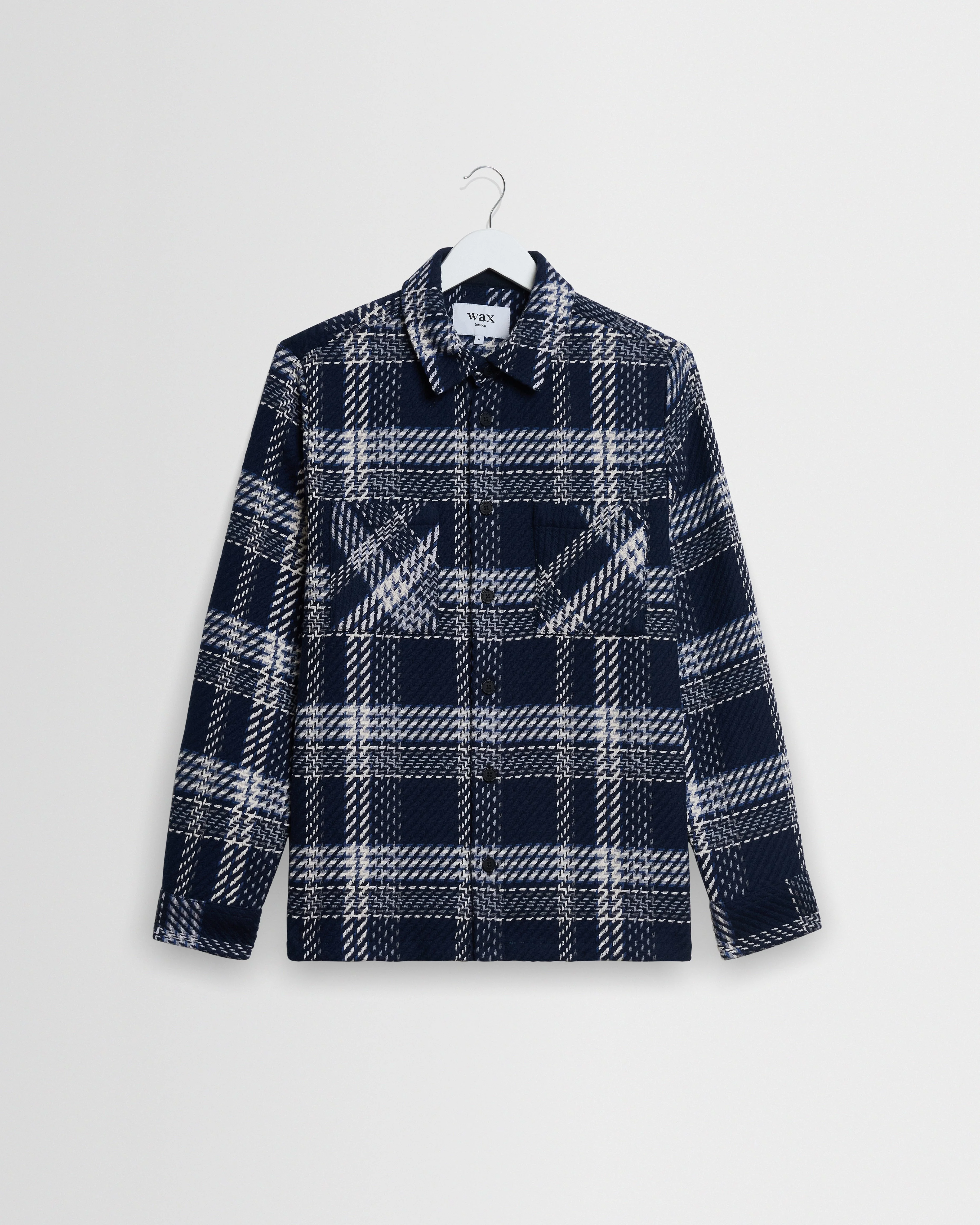 Whiting - Navy And Ecru Plaid Weave Check Overshirt - 1