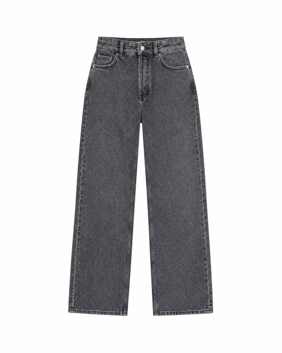 BLACK STRAIGHT-LEG JEANS WITH A FADED WASH - 1