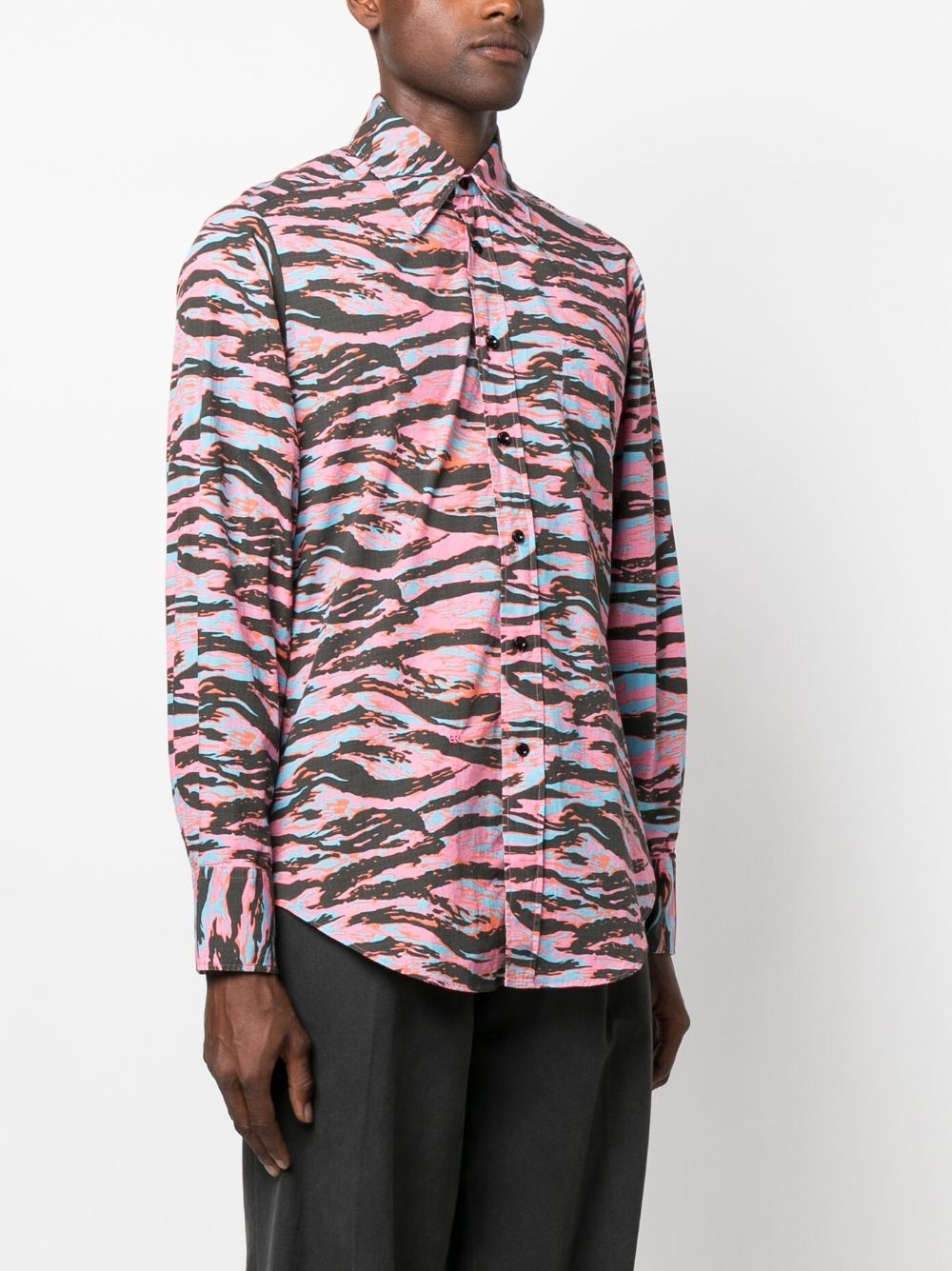 camouflage tiger-print cotton shirt - 3