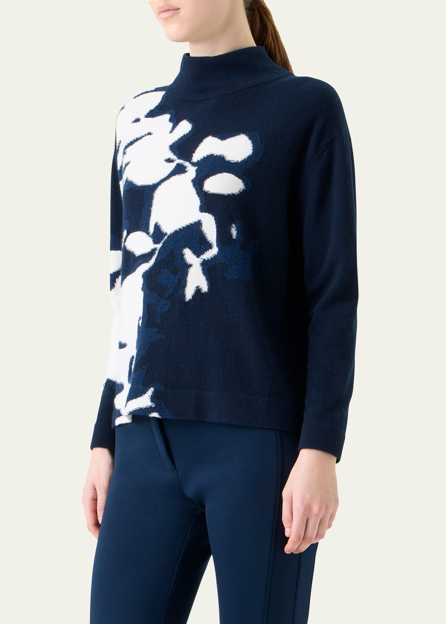 Mock-Neck Wildflower Cashmere Sweater - 4