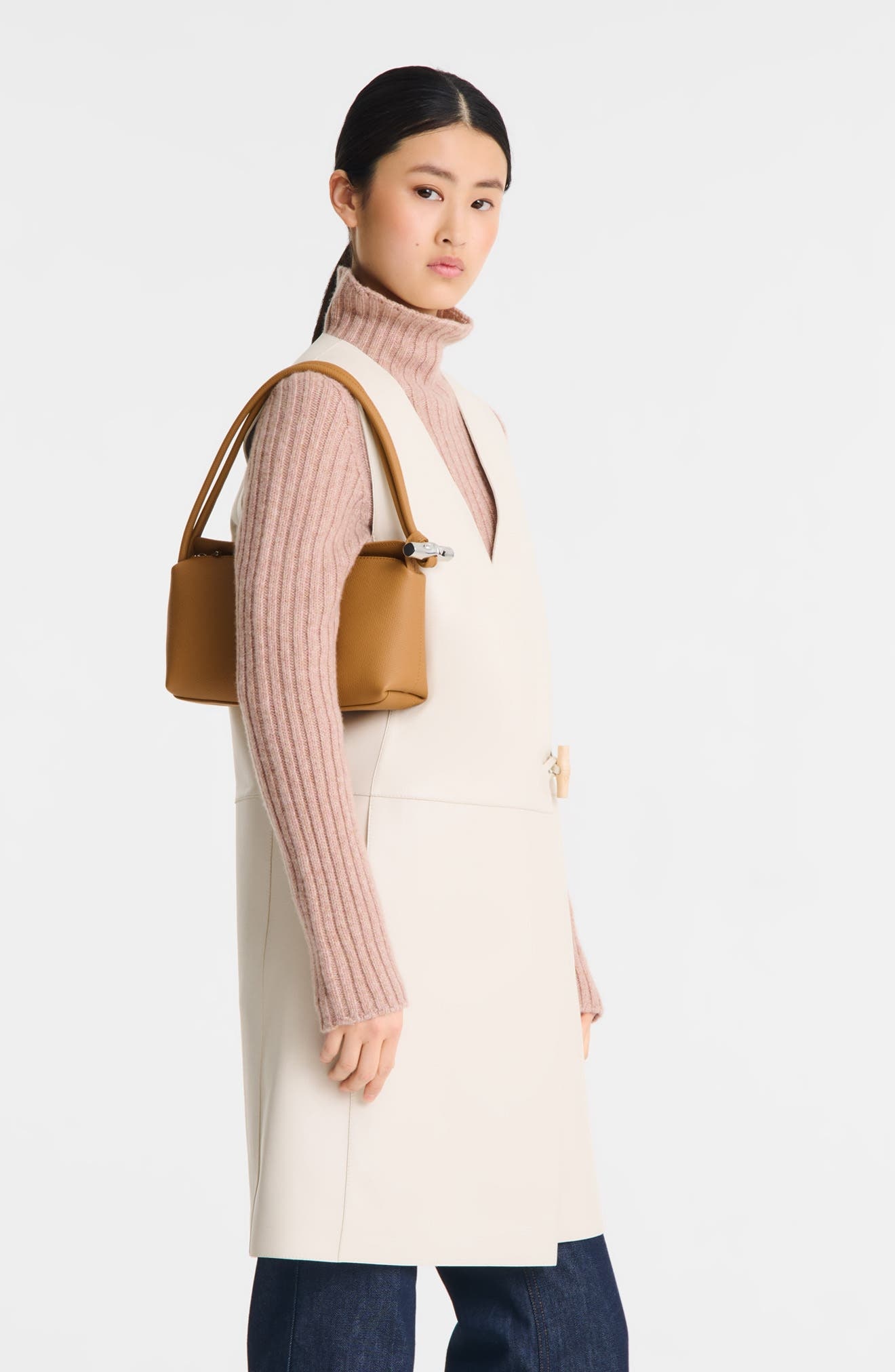 Longchamp Medium Le Roseau Leather Shoulder Bag in Walnut at Nordstrom - 2