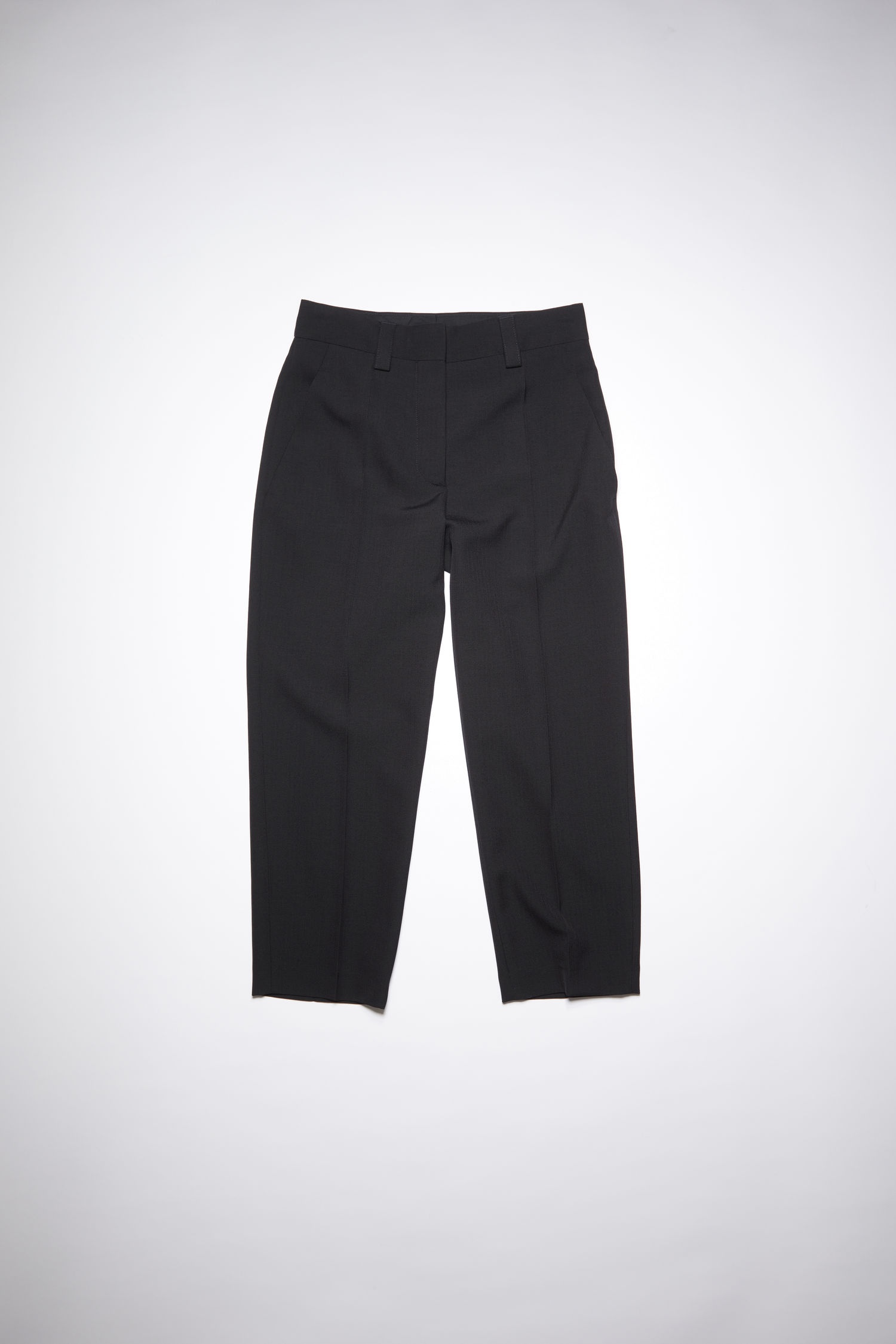 Tapered wool-blend trousers - Black - 4