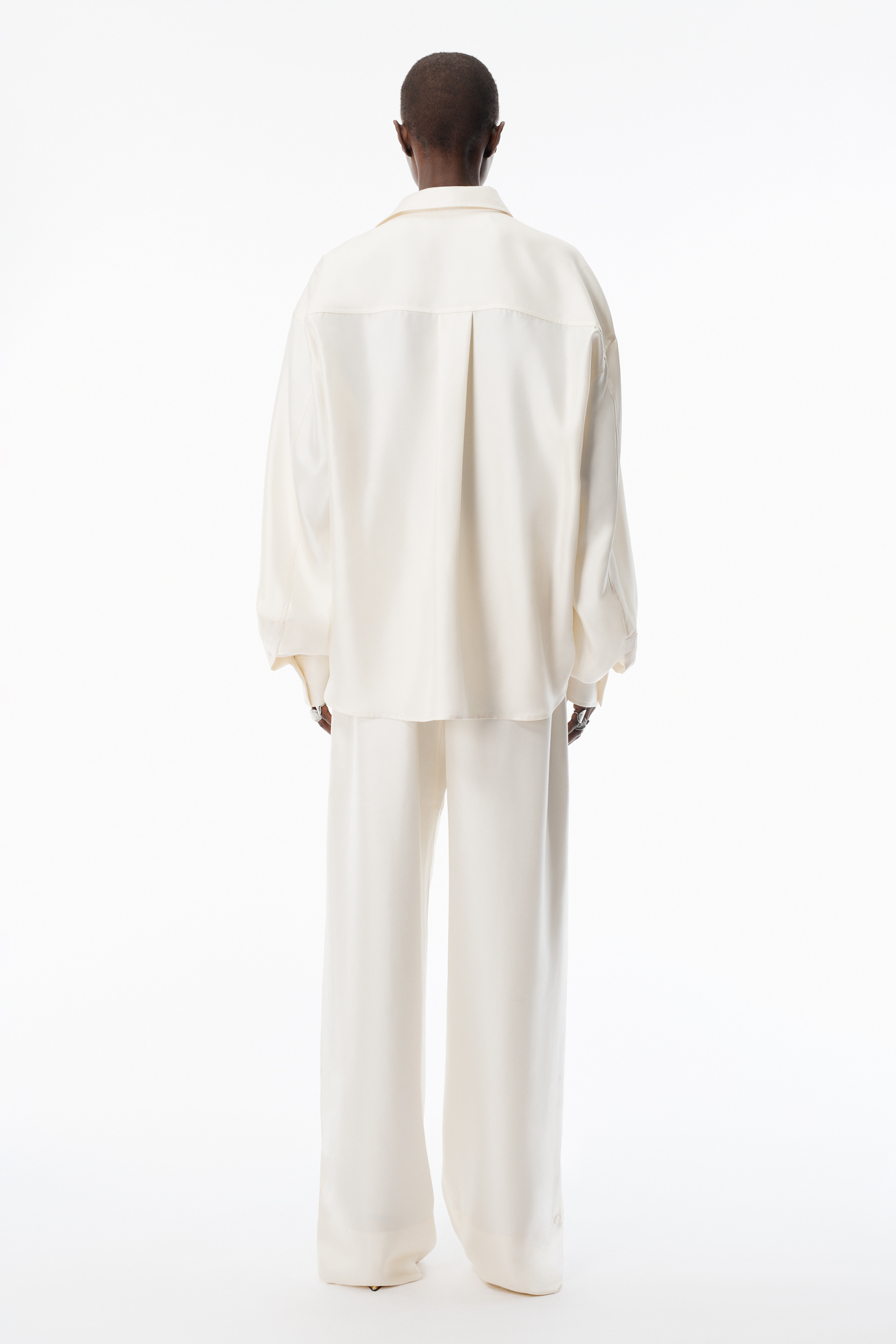 Ivory Heavy Silk Side Placket Pant - 4
