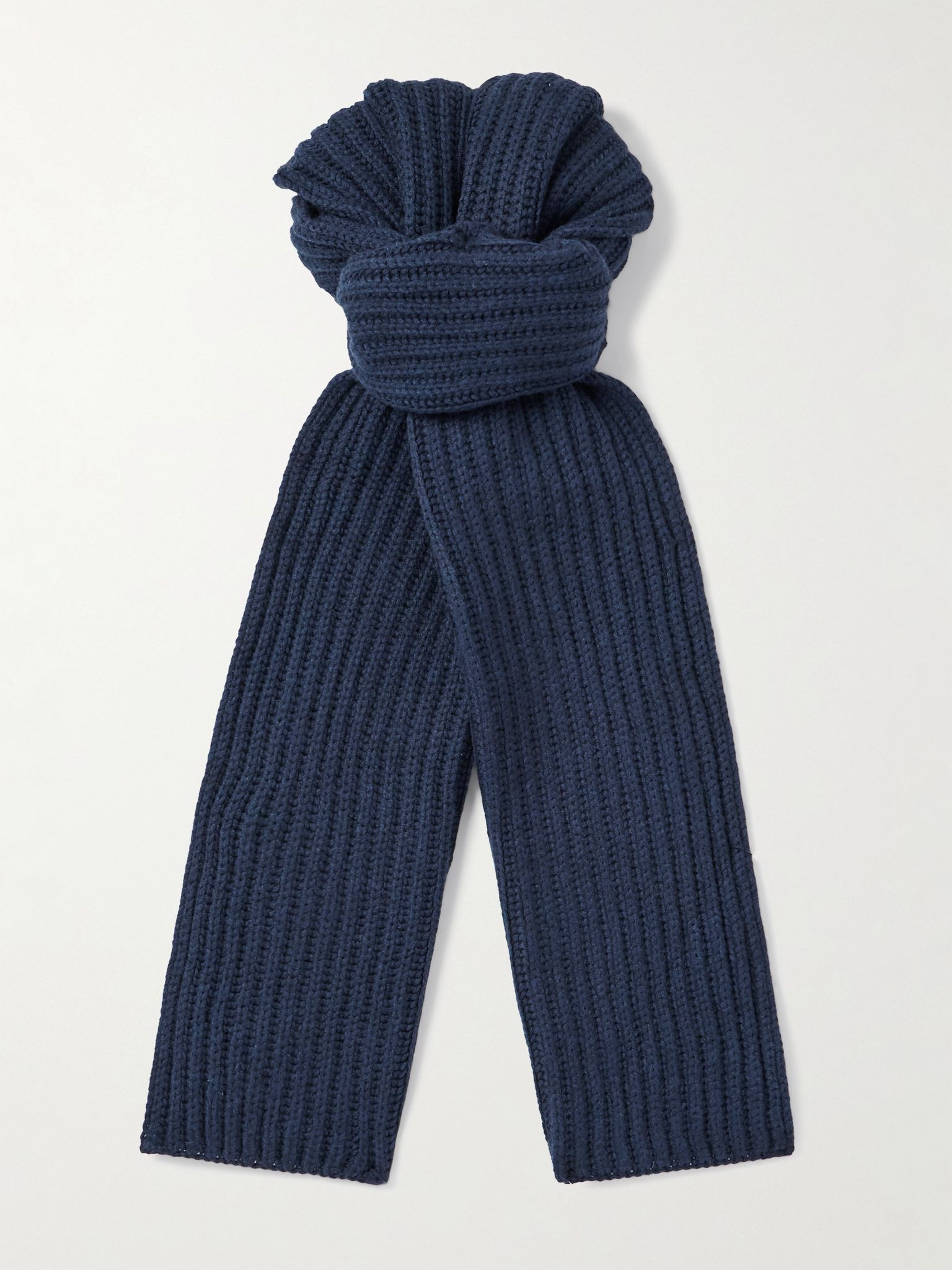 Ribbed Cashmere Scarf Blue - 1