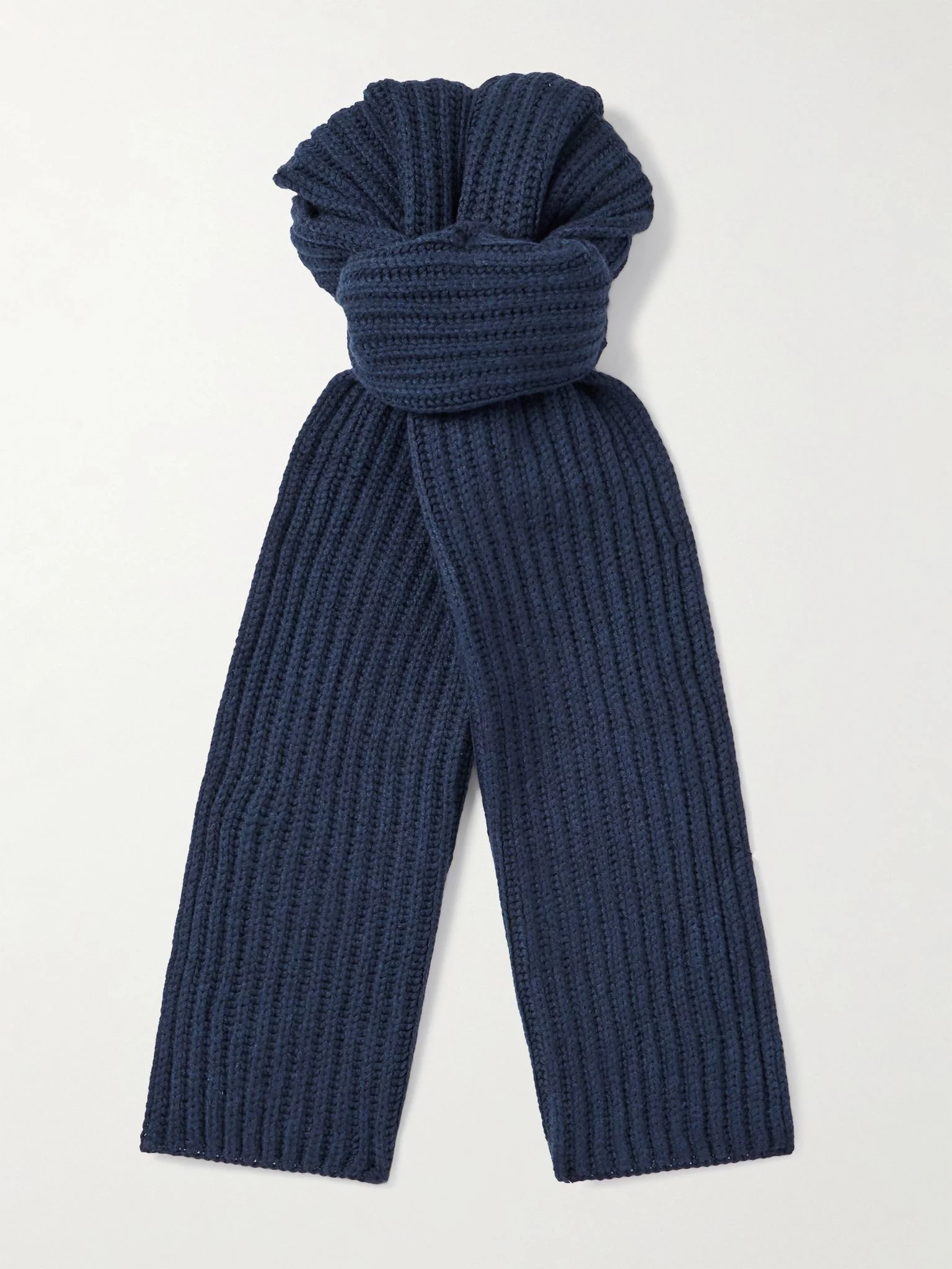 Ribbed Cashmere Scarf Blue - 1