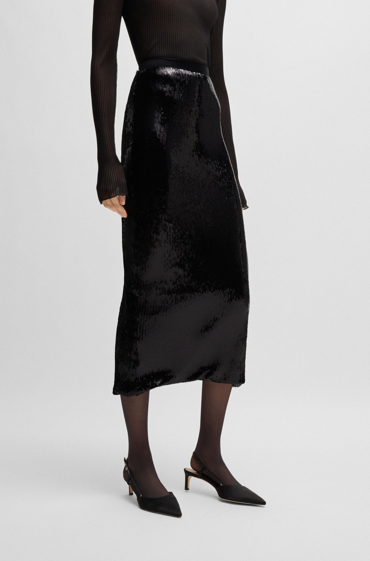RELAXED-FIT MAXI SKIRT WITH SEQUIN EMBELLISHMENTS - 2