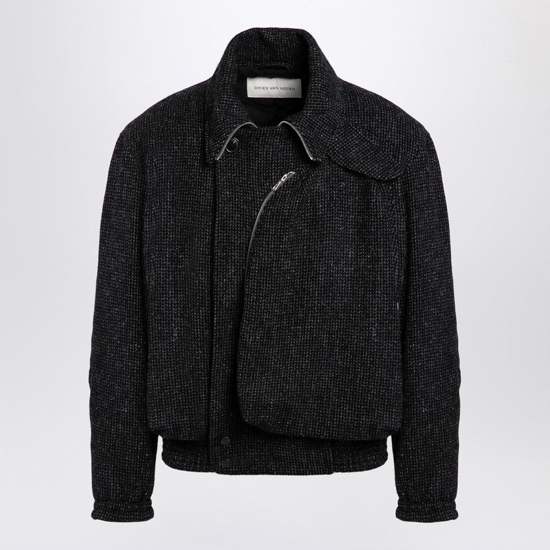 Dries Van Noten Black Wool Bomber Jacket Men - 1