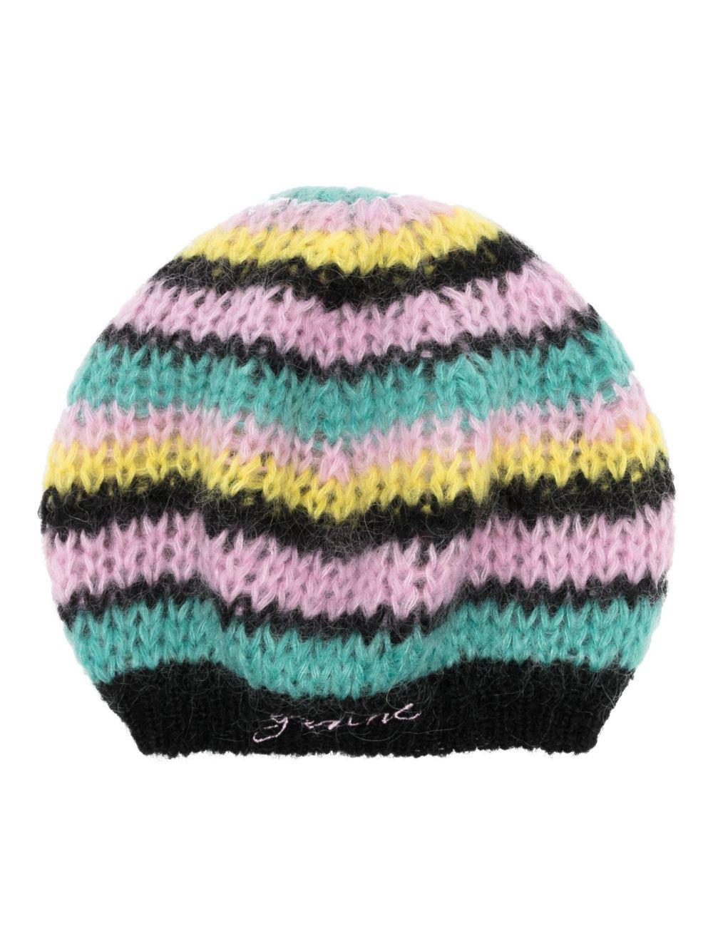 striped embroidered logo beret - 1