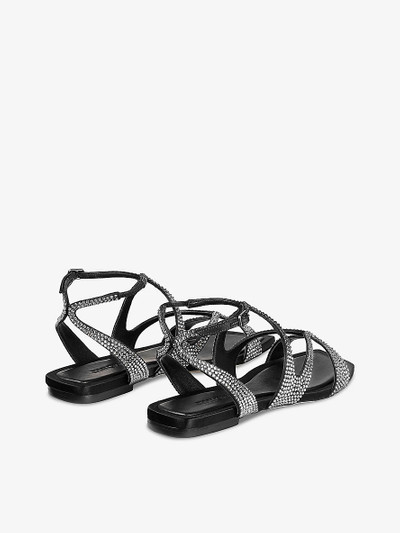 JIMMY CHOO Ayla crystal-embellished satin flat sandals outlook
