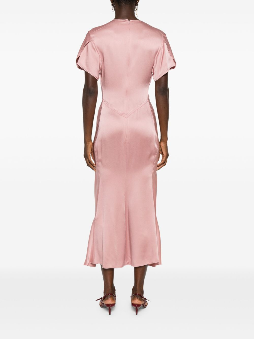 V-neck draped midi dress - 4