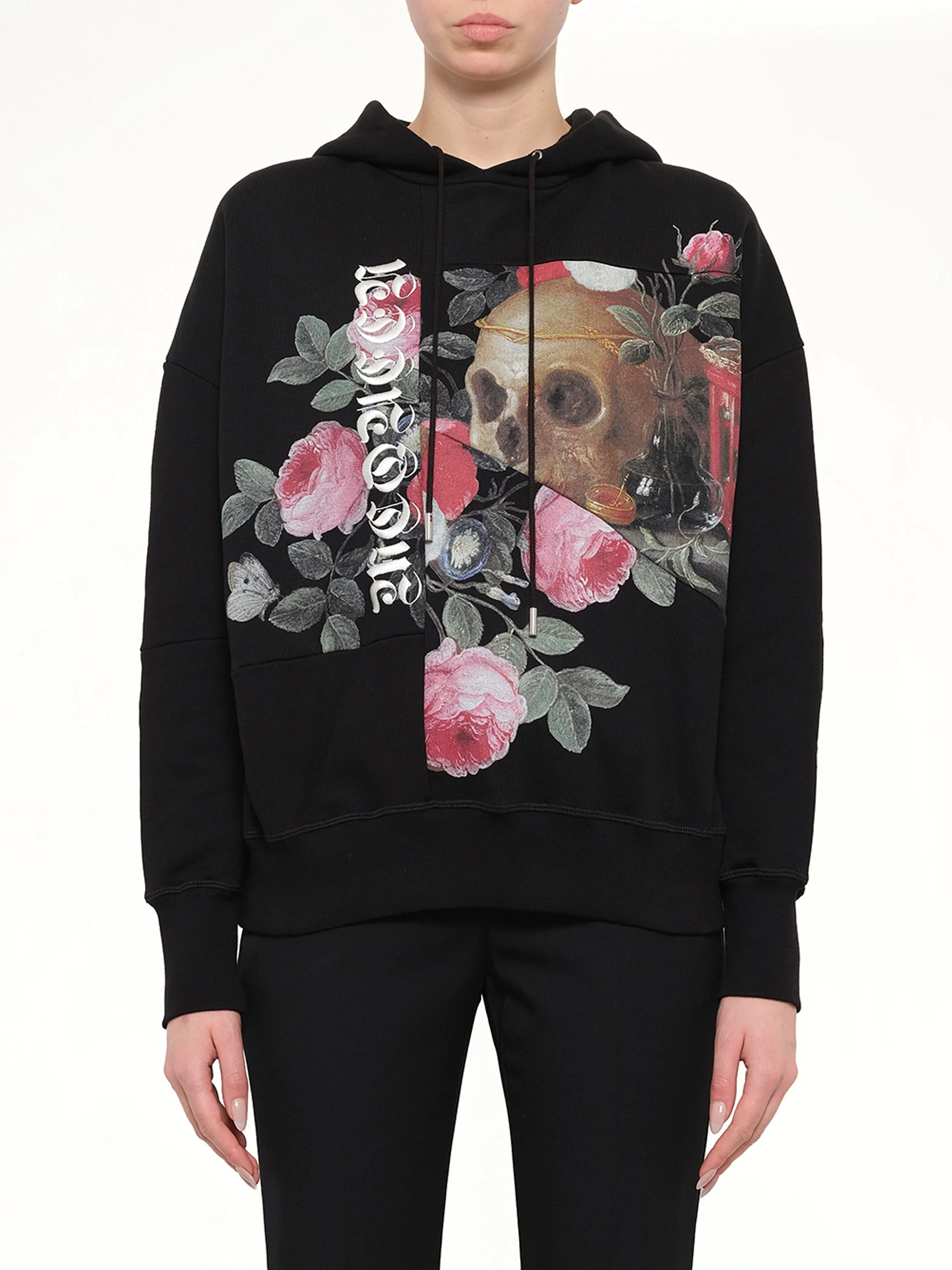 Alexander McQueen Skull Rose Embellished Hoodie in Black - 1