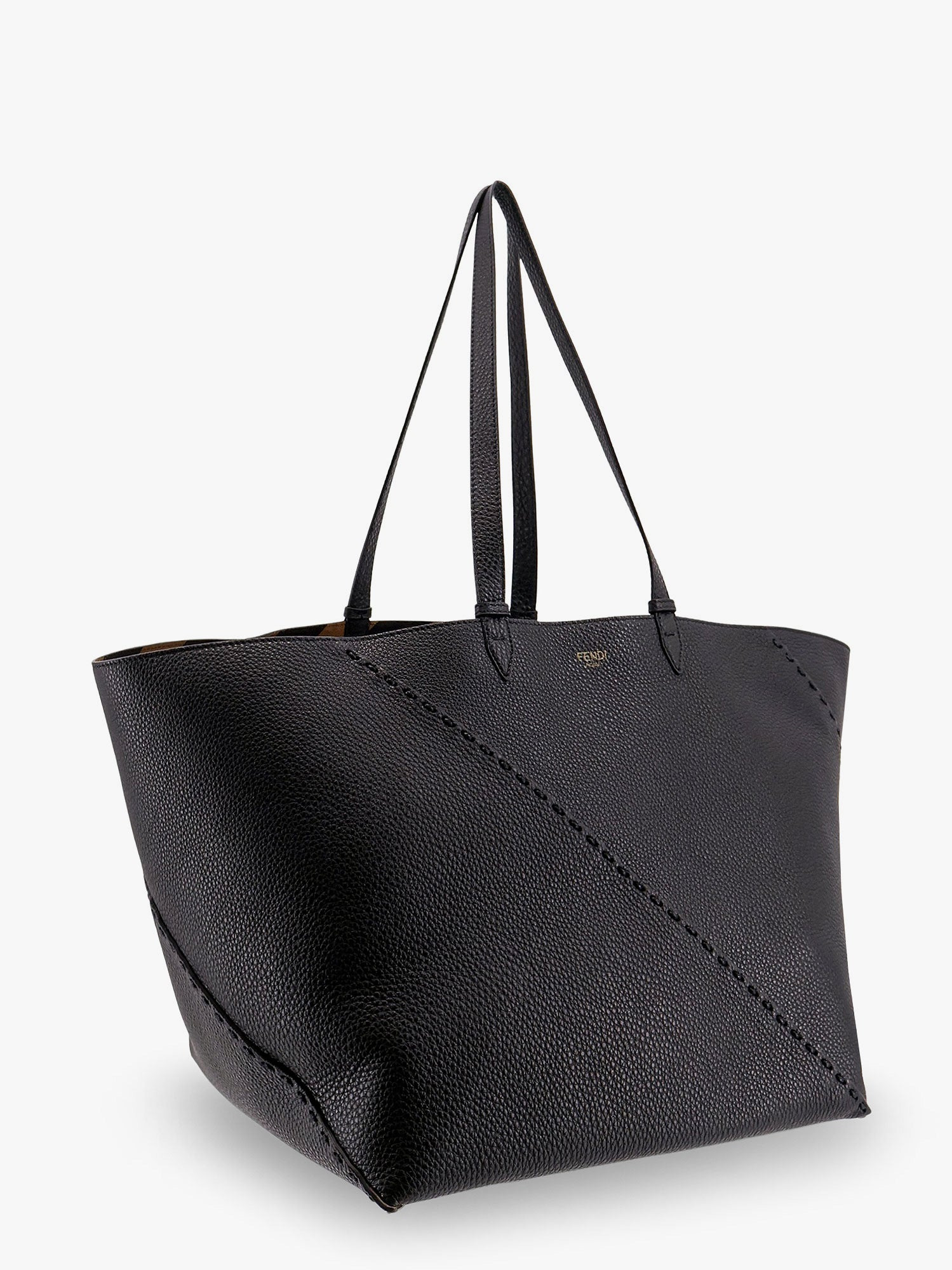 Fendi Diagonal Selleria Large Leather Shopping Bag - 4
