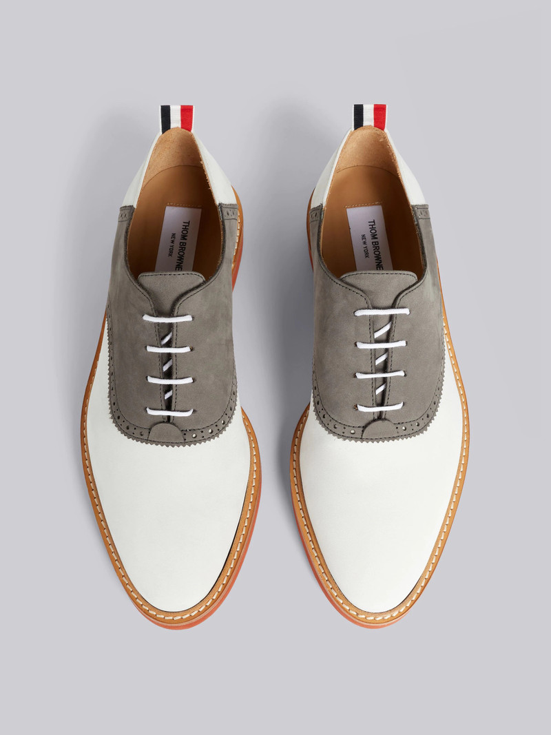 Medium Grey Leather and Suede Micro Sole Saddle Shoe 4