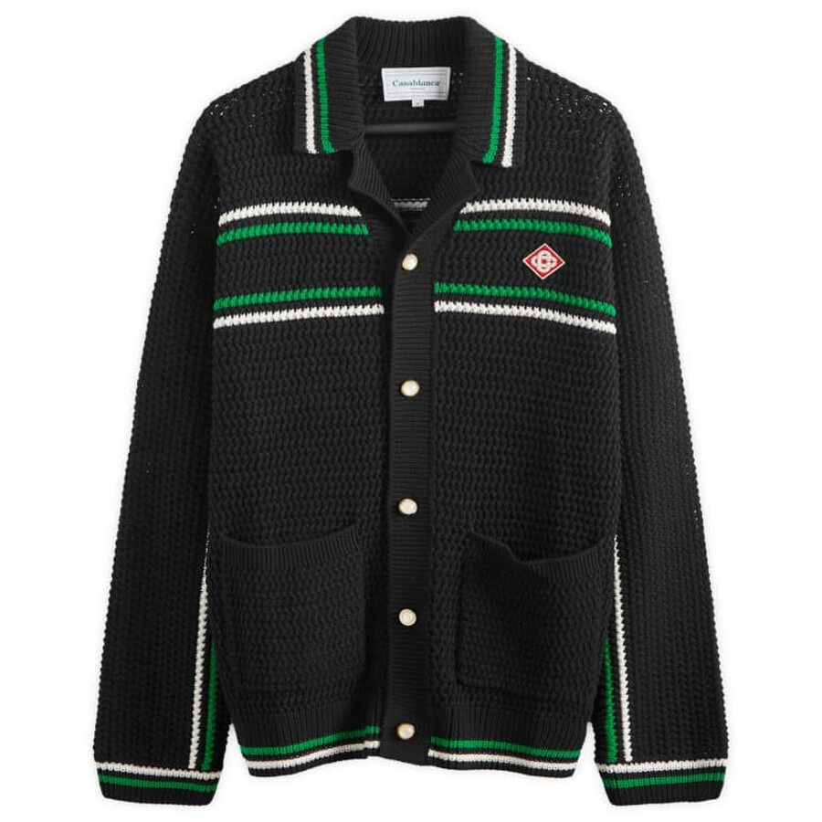 Casablanca Men's Black Crochet Tennis Shacket - 5