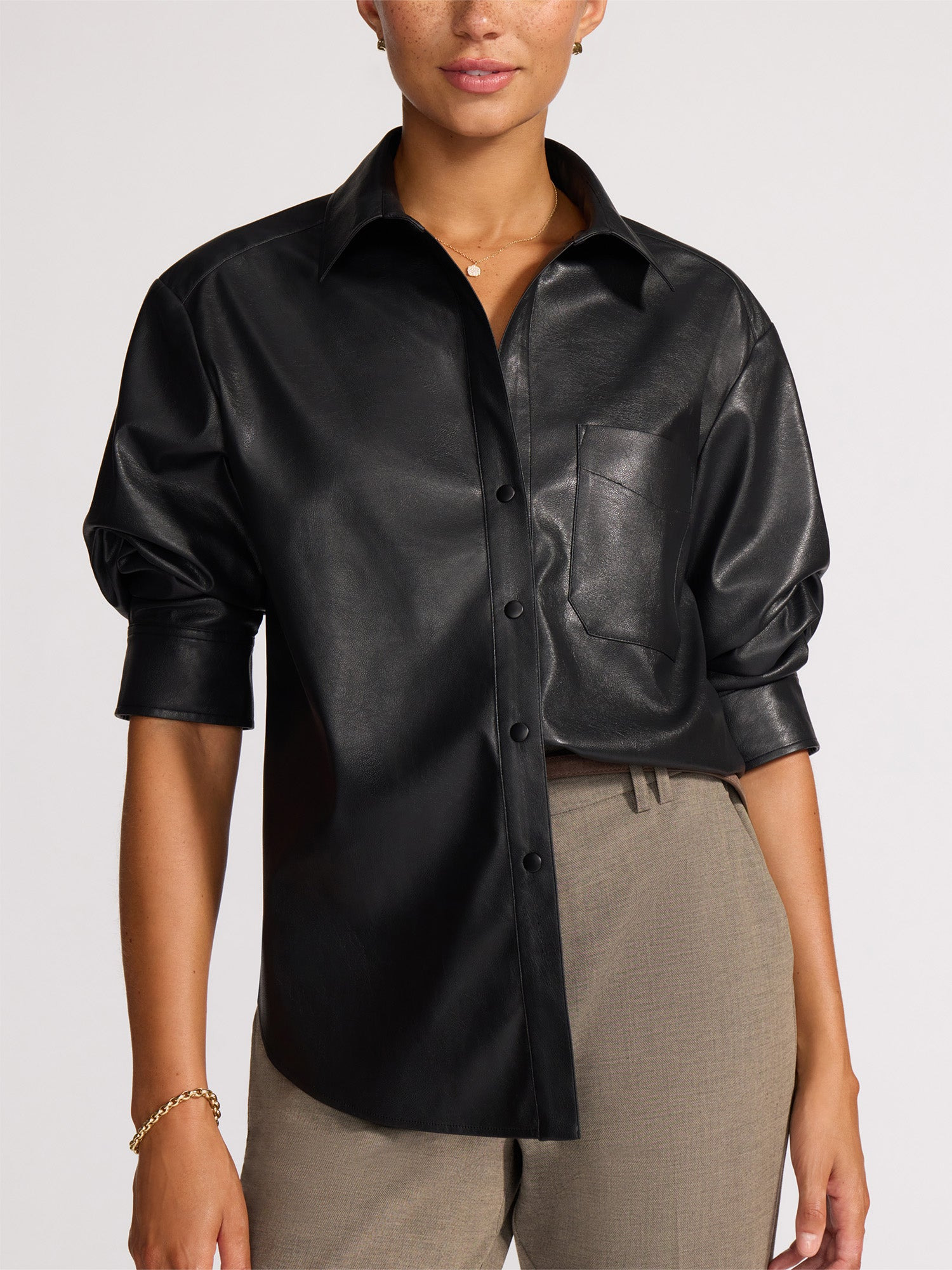 The Pia Vegan Leather Shirt - 3