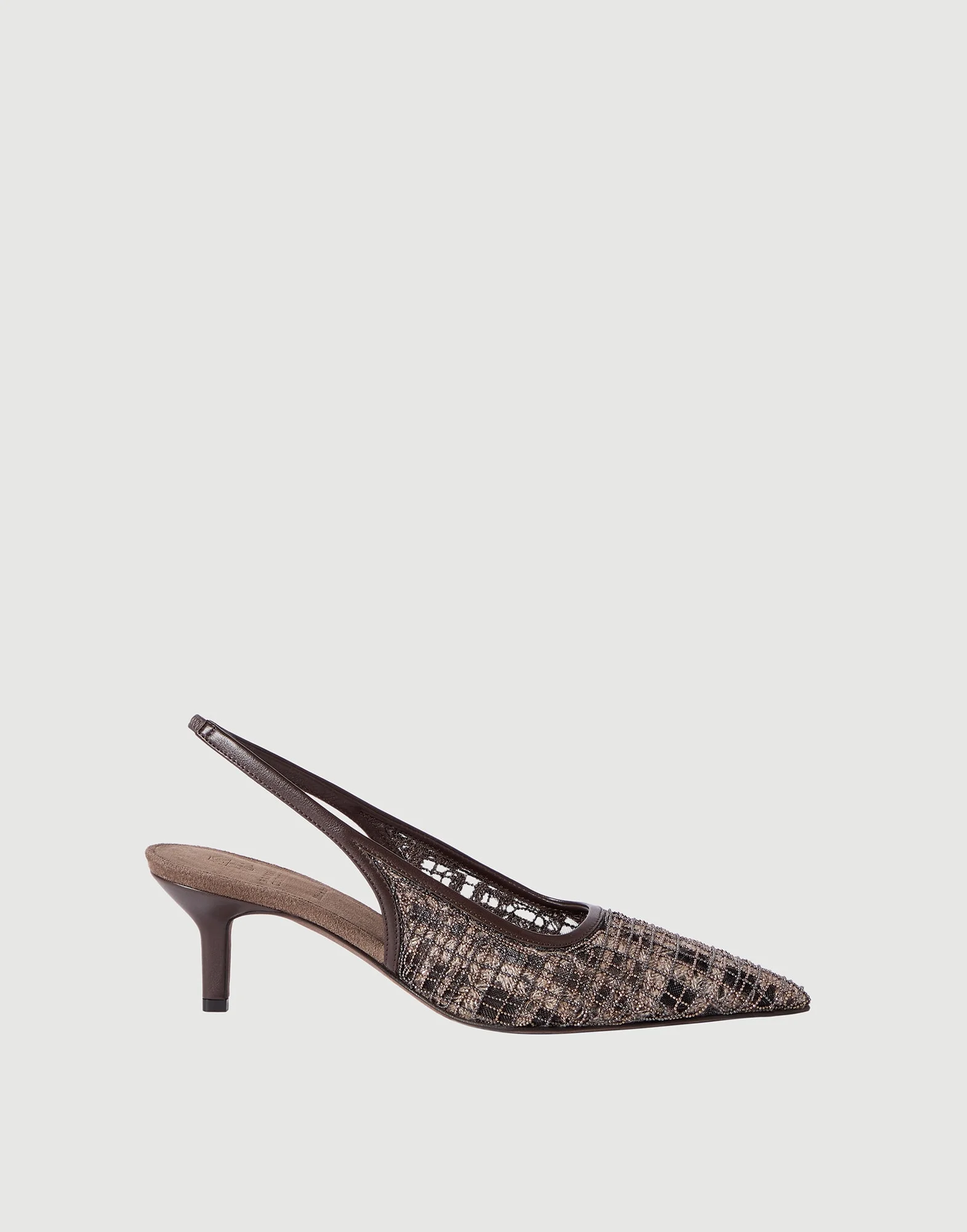 Precious check embroidery city heels in suede - 1
