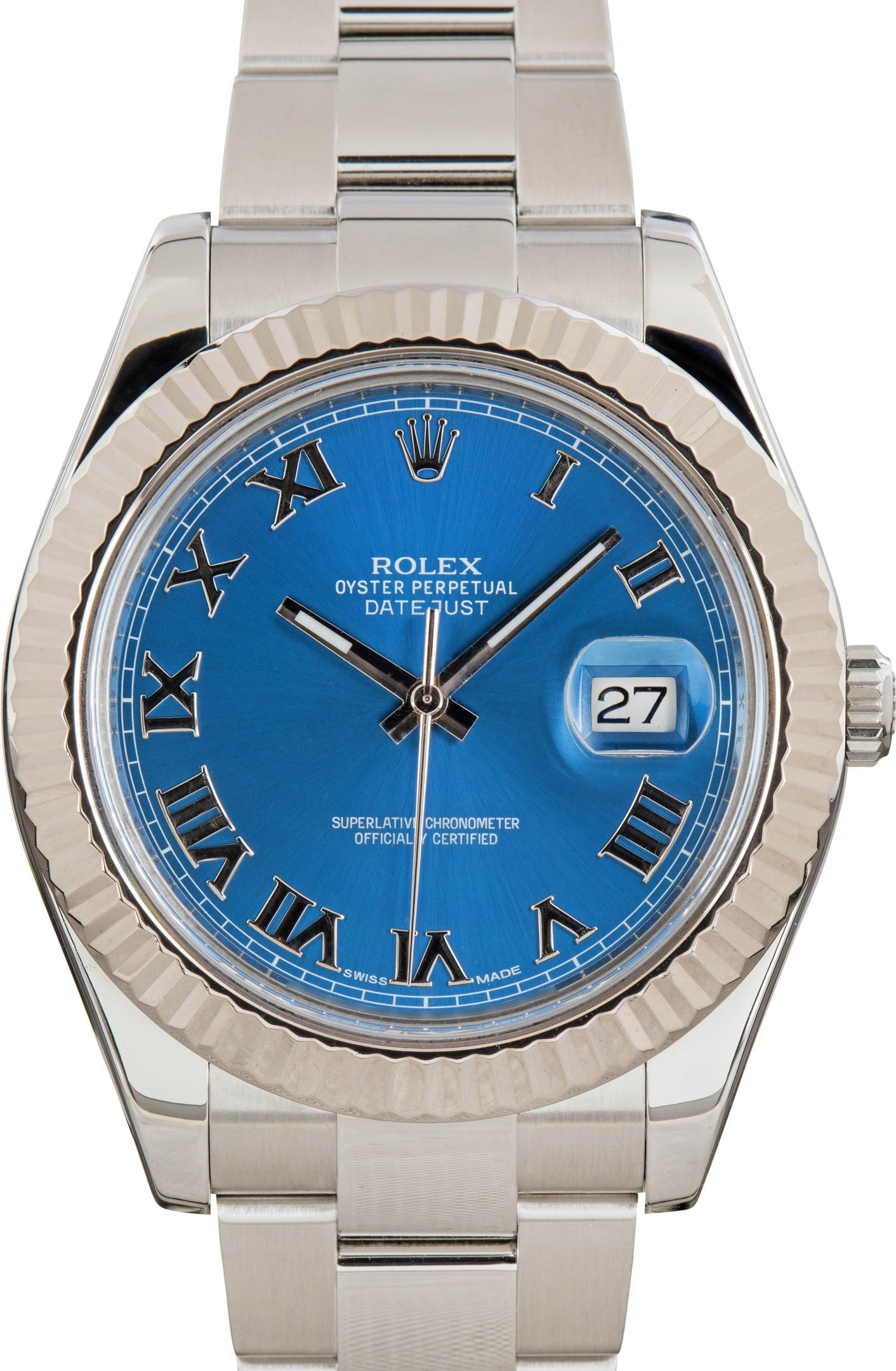 Used Rolex Datejust II Ref 116334 Blue Roman Dial - 1