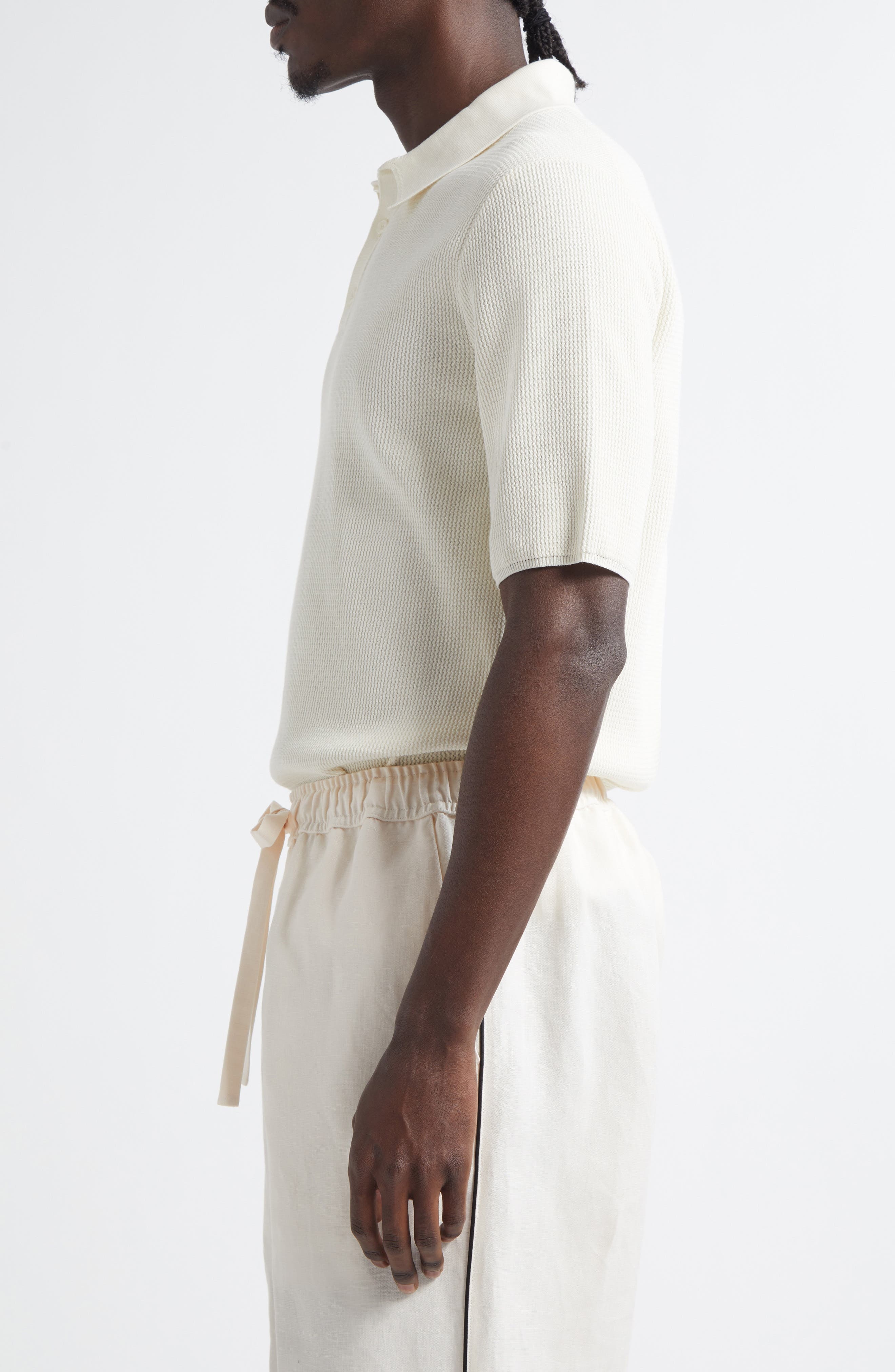 Dolce&Gabbana Cotton Knit Polo in W0001 Natural White at Nordstrom - 3