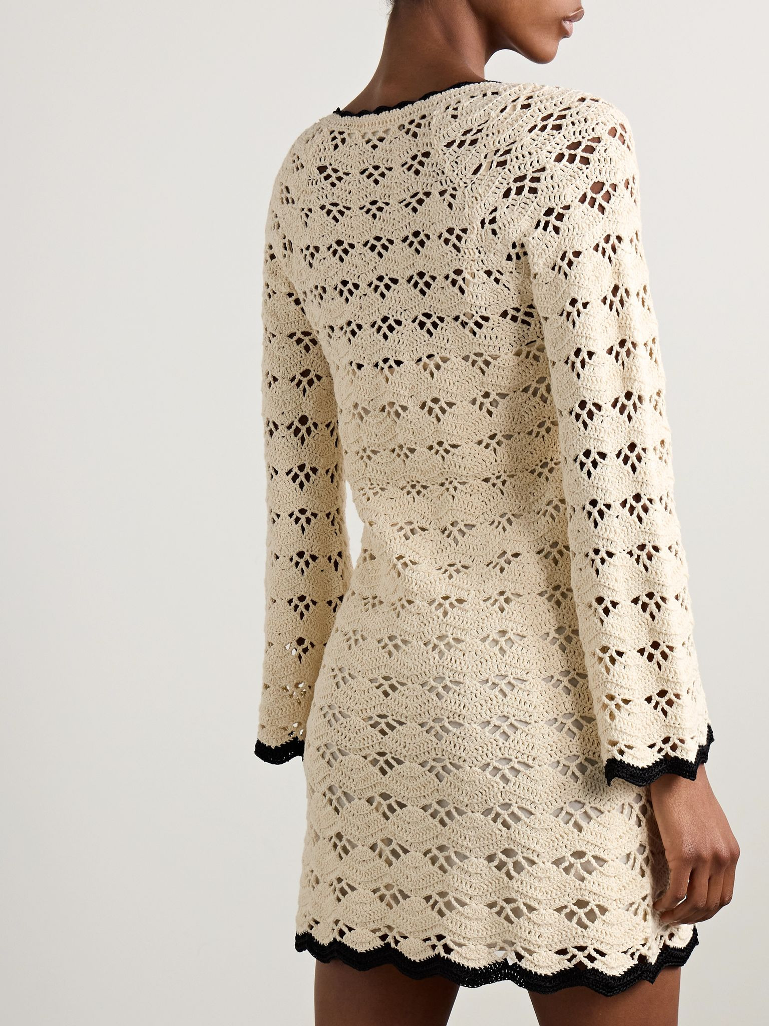 Rhiannon crocheted cotton mini dress Cream - 3