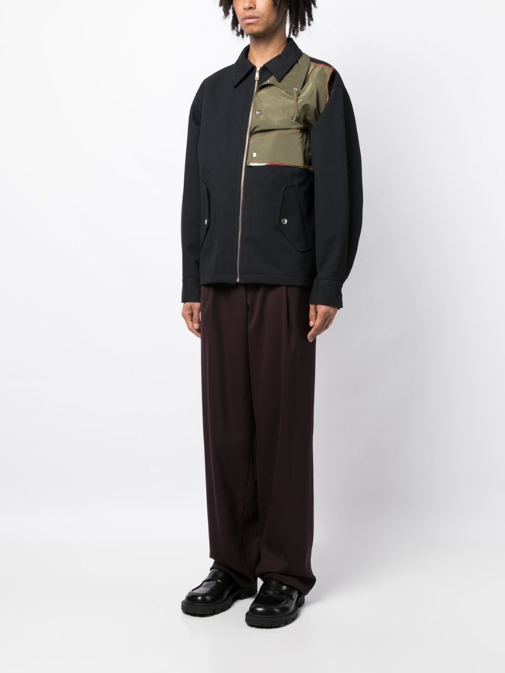 layered panelled shirt jacket - 2