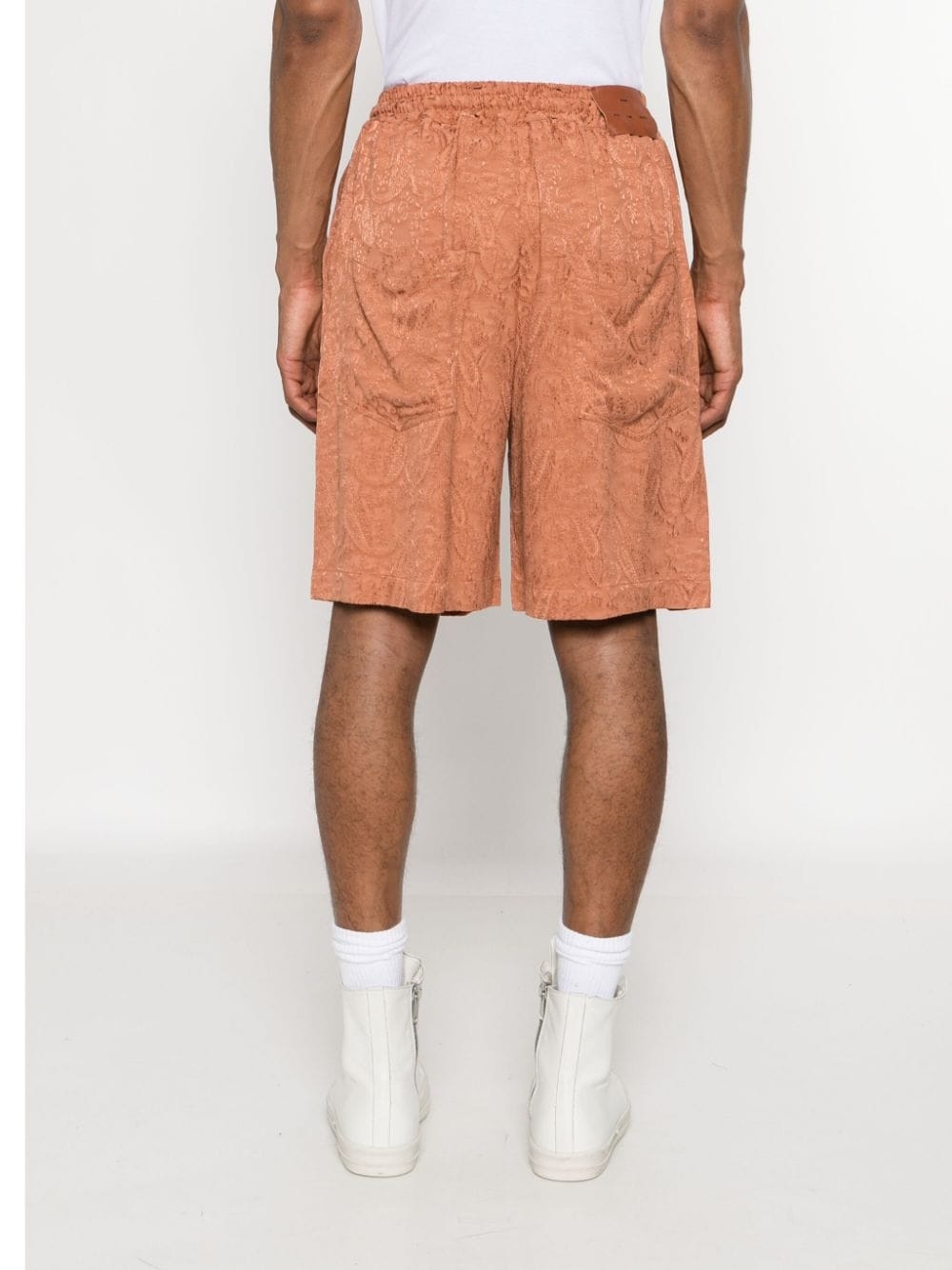 paisley-jacquard elasticated-waist shorts - 4