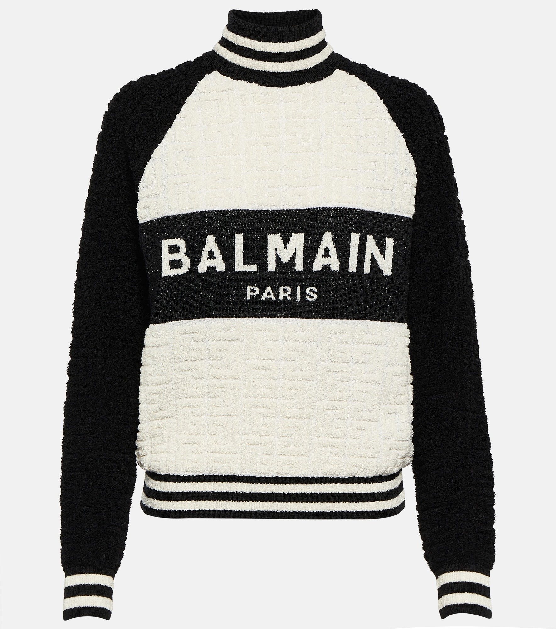Monogram jacquard wool and cotton-blend sweater - 1