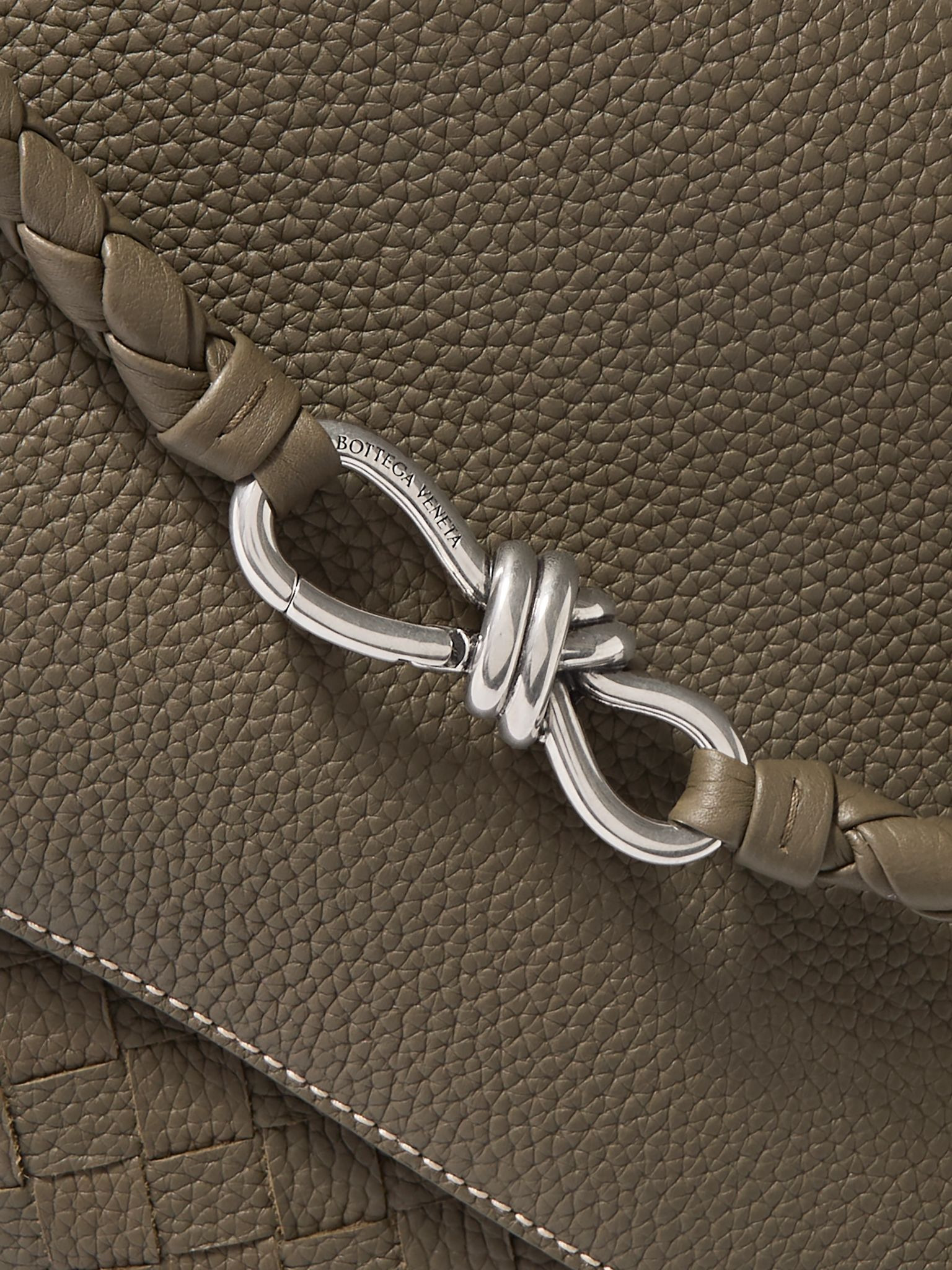 Andiamo Medium Intrecciato Full-Grain Leather Messenger Bag Green - 4