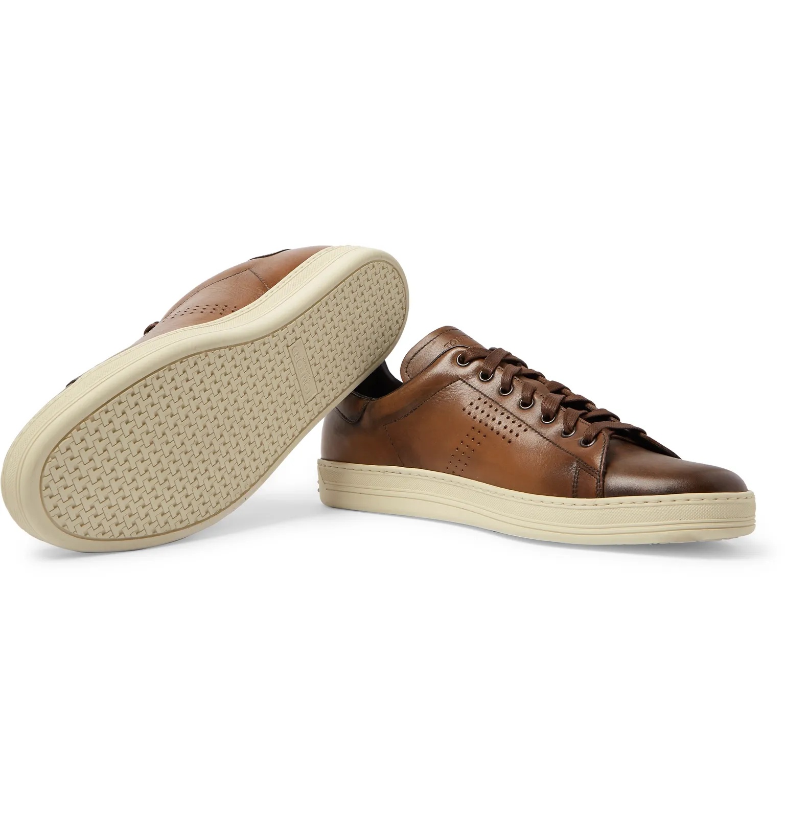 Warwick Burnished-Leather Sneakers - 11