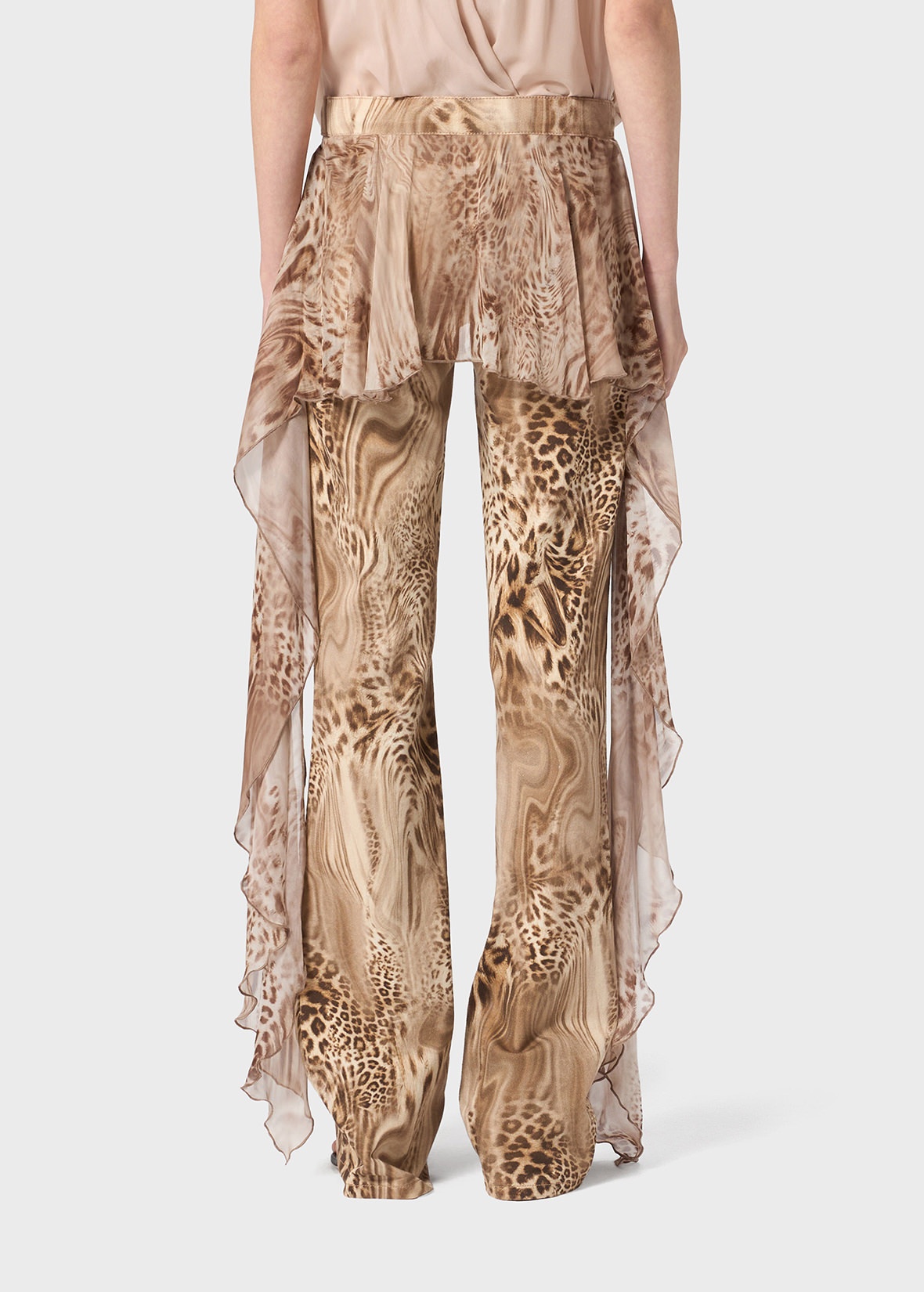 PRINTED JEANS IN GEORGETTE WITH FLOUNCE - 4