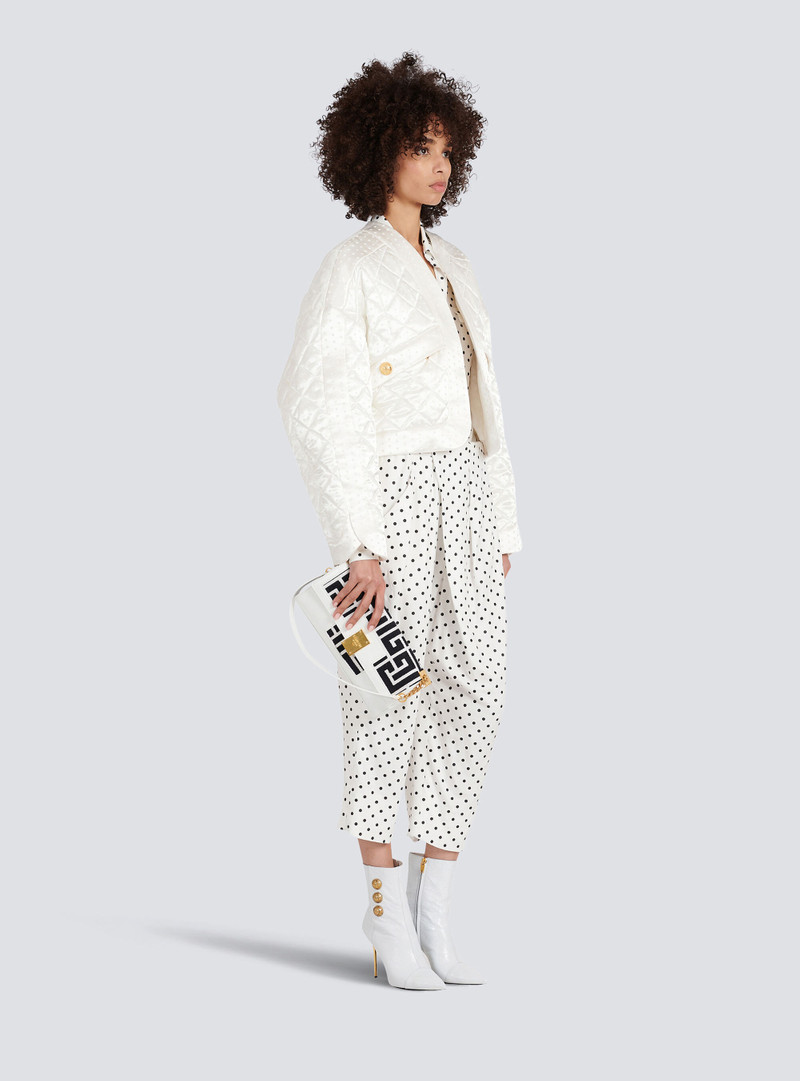 Balmain Bicolor jacquard 1945 clutch bag with leather panel outlook