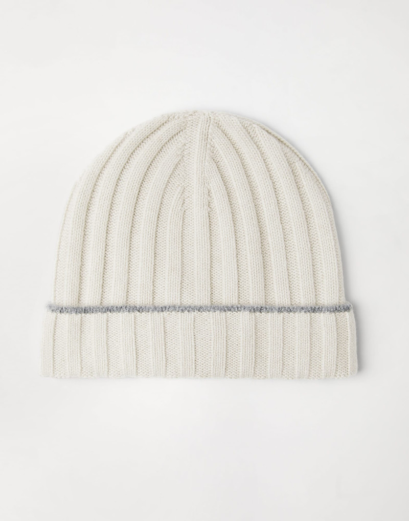 Cashmere rib knit beanie 1