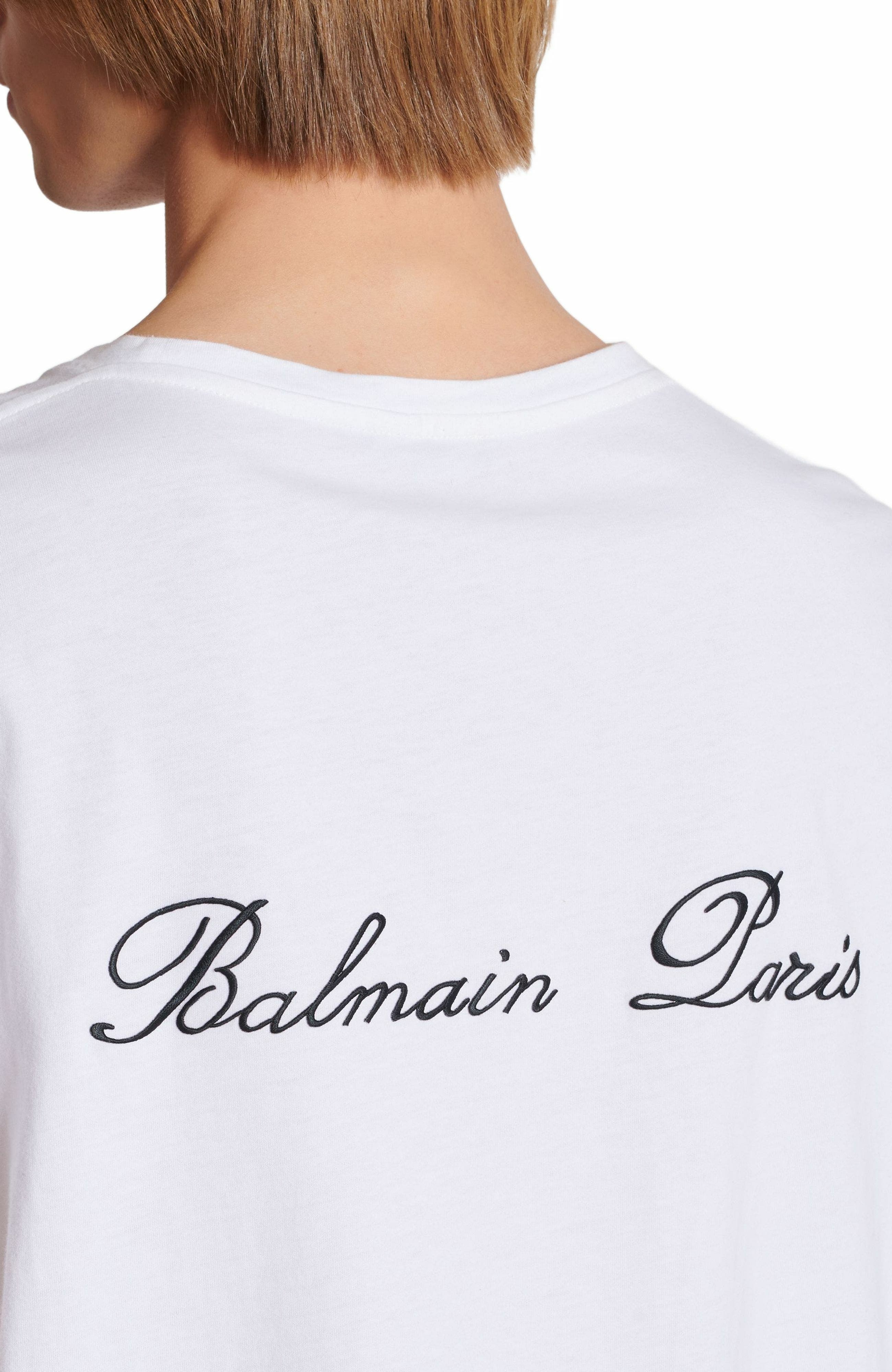Embroidered Balmain Signature T-shirt in White at Nordstrom - 4