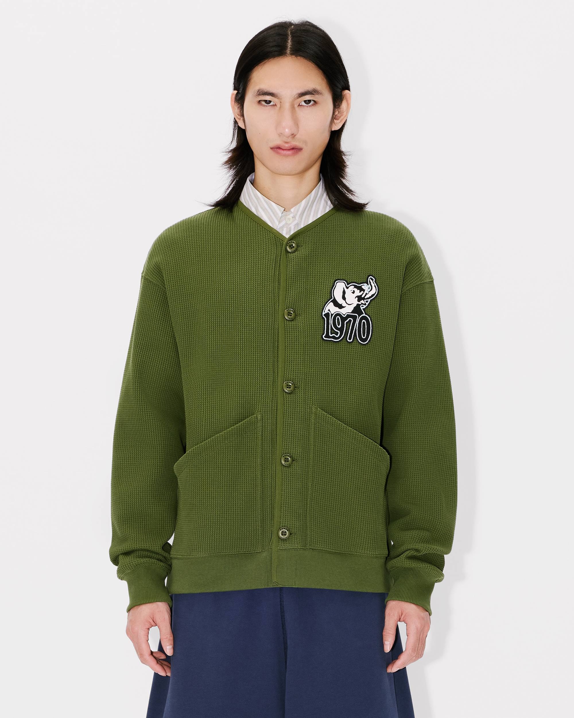 'KENZO Jungle Elephant' embroidered cardigan in waffle textured molleton - 3