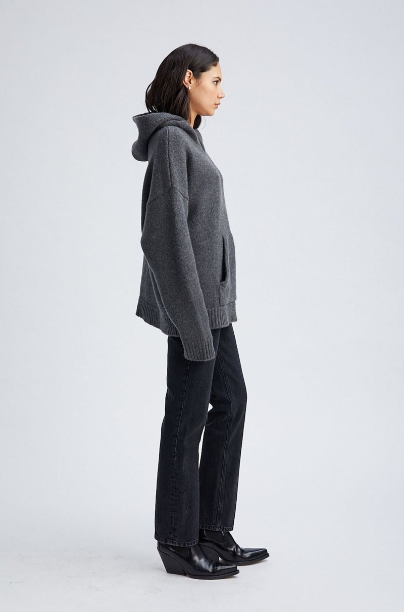 CHARCOAL HEAVY CASHMERE OVERSIZED HOODIE 3