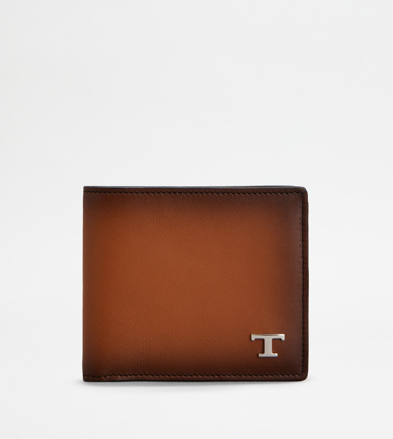 WALLET IN LEATHER - BROWN, BEIGE - 1