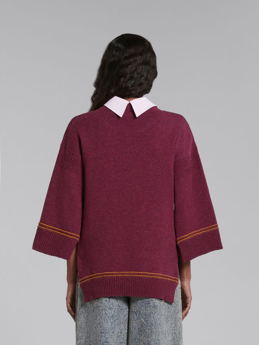RUBY RED WOOL SWEATER WITH LOGO - 3