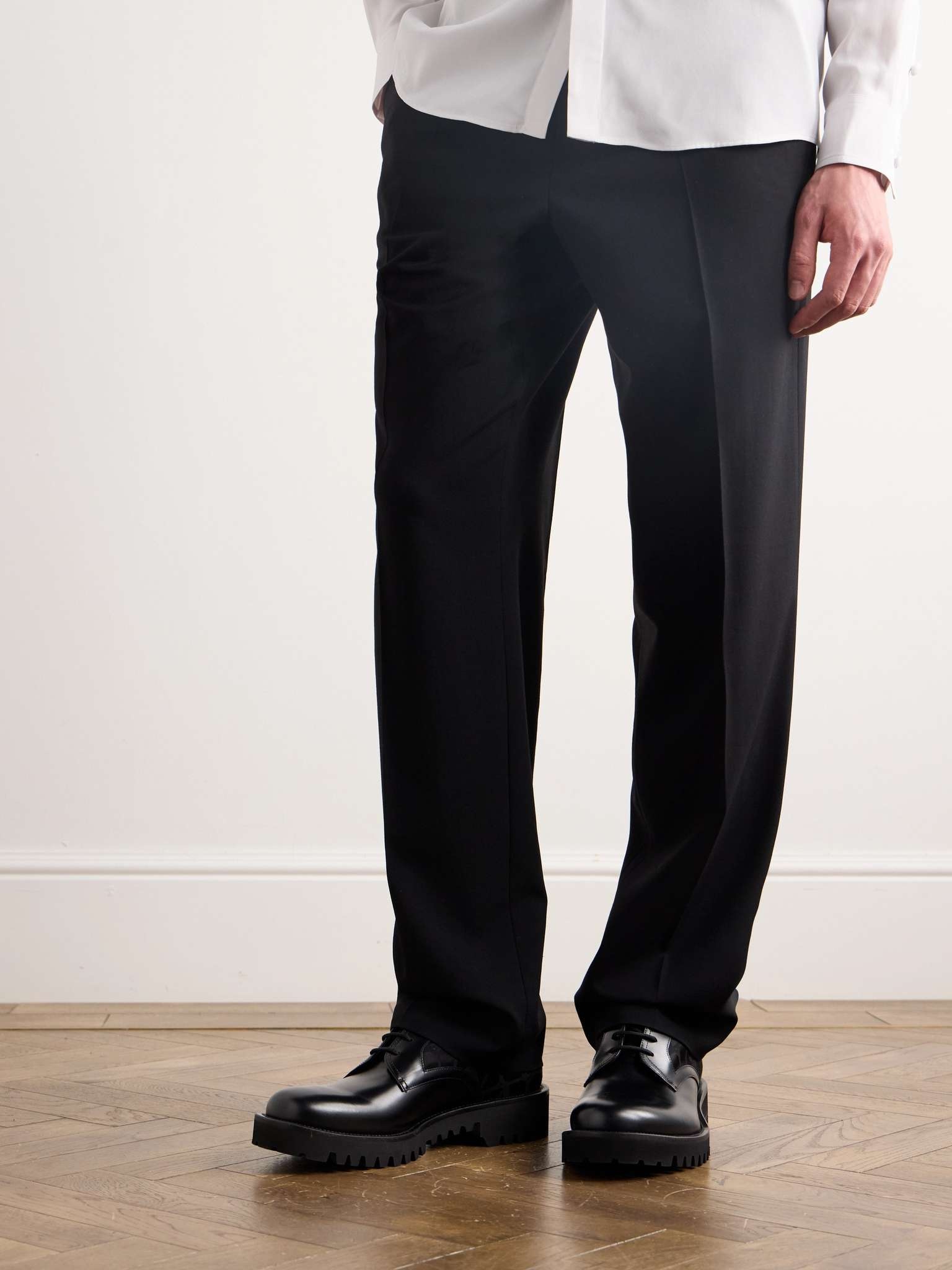 Glossed-Leather and Logo-Jacquard Satin Derby Shoes - 2