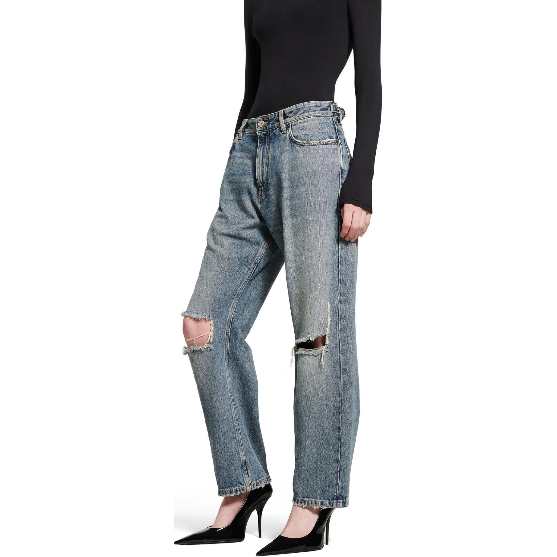 Balenciaga Distressed Straight-Leg Jeans 'Blue' 745149THW254245 - 6