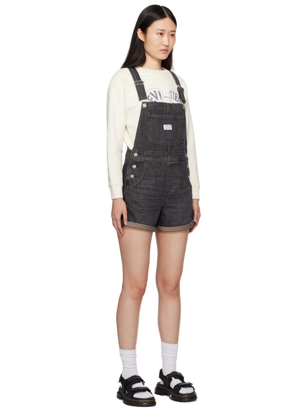 Black  Vintage Denim Overalls - 2