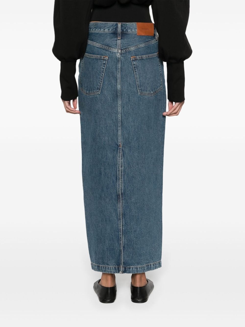 rear-slit denim maxi skirt - 4